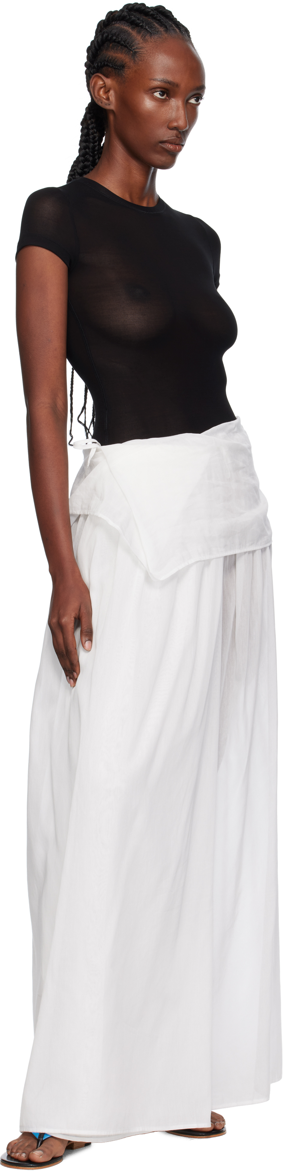 Paris Georgia White Elemental Silk Voile Maxi Skirt In White
