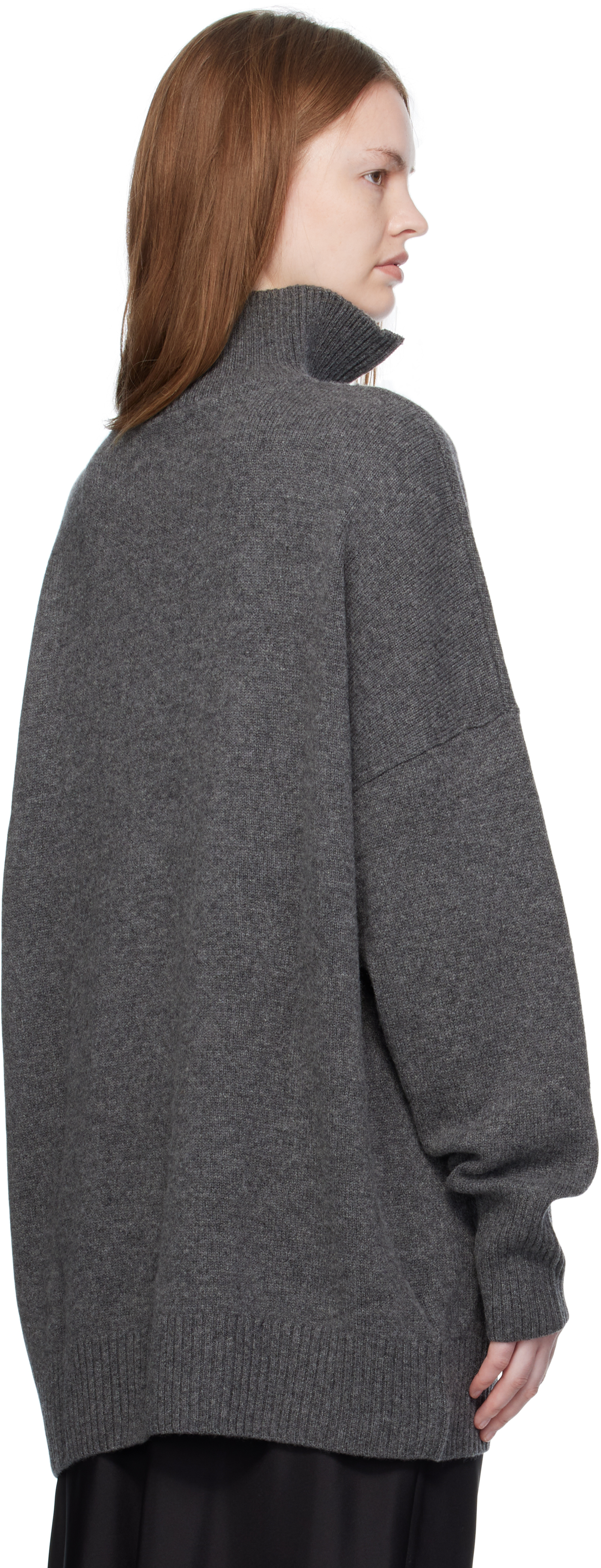 Paris Georgia Gray Oversized Zip Sweater In Gray