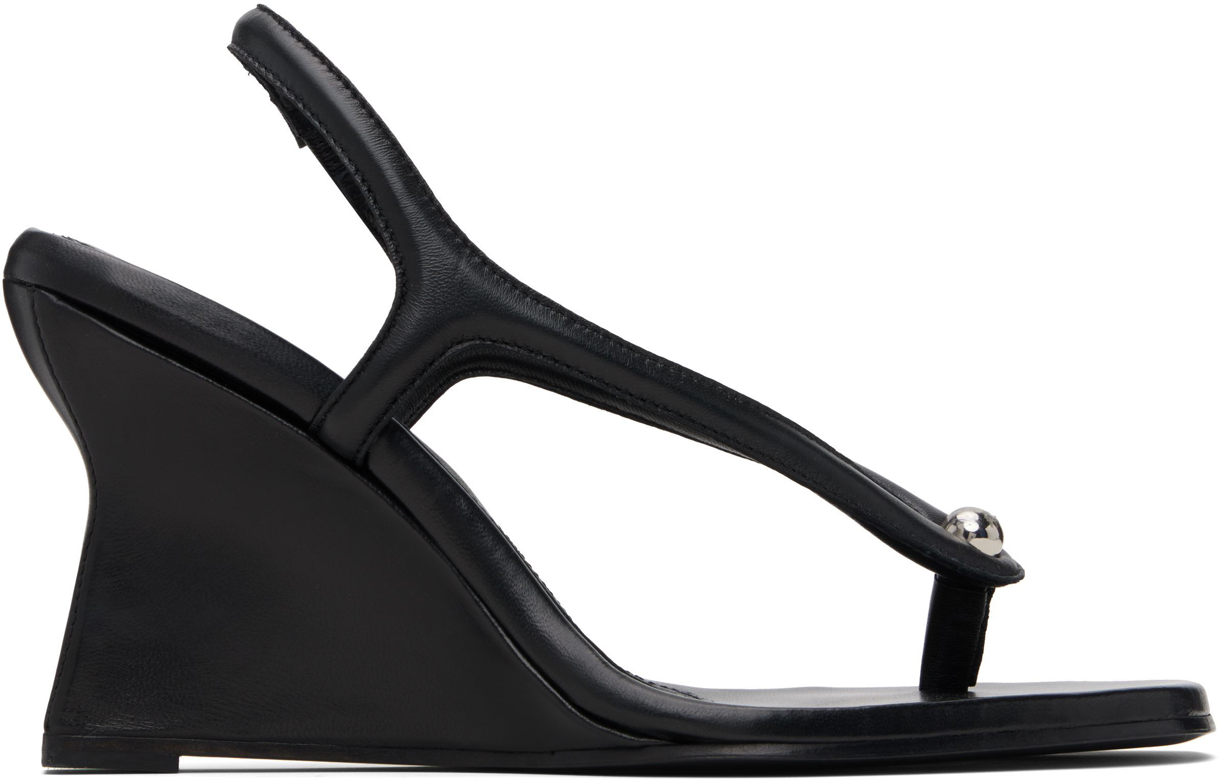 Paris Georgia Black Valentina Wedge Heeled Sandals