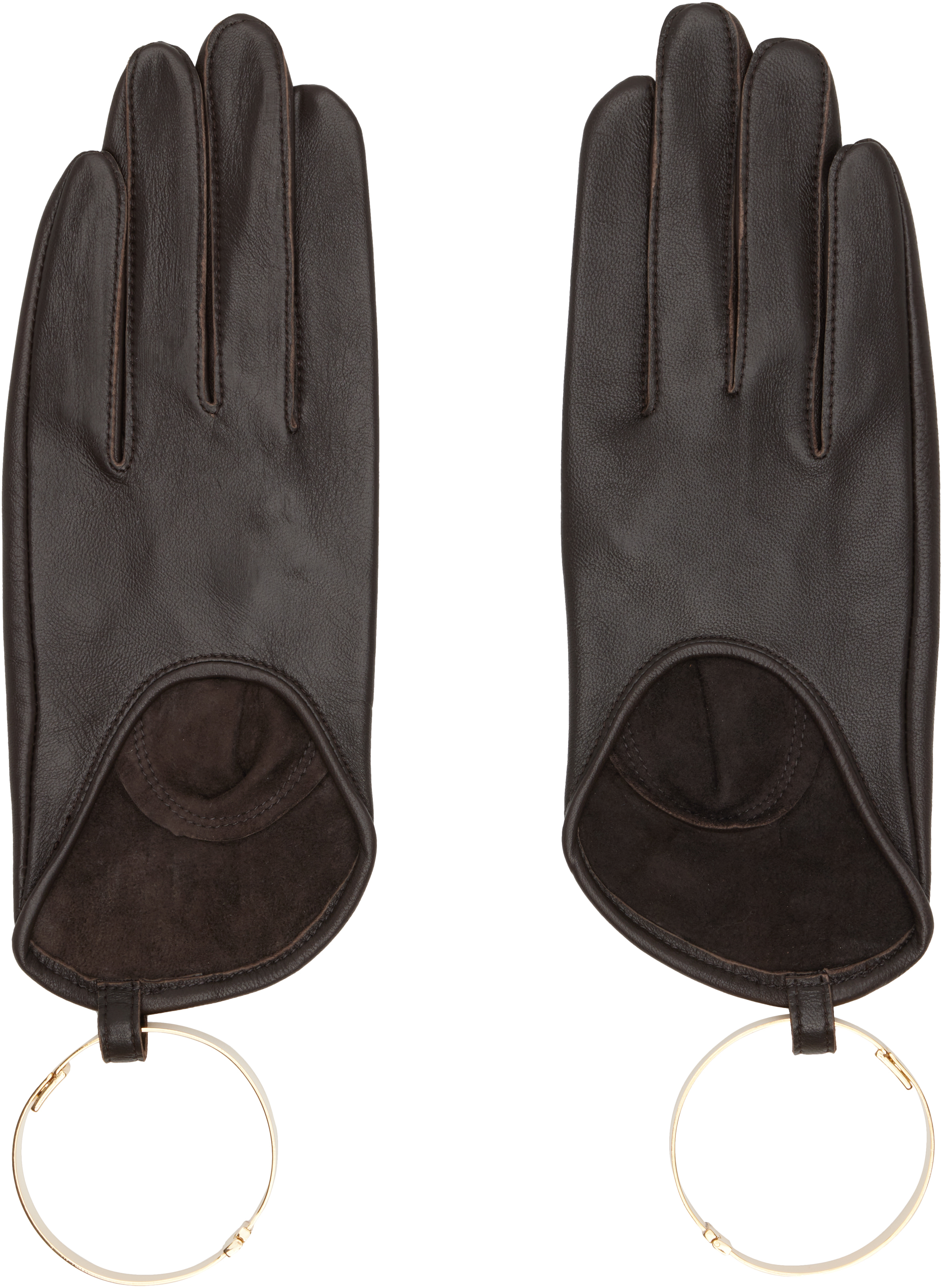 Sacai Brown Bangle Gloves In Black