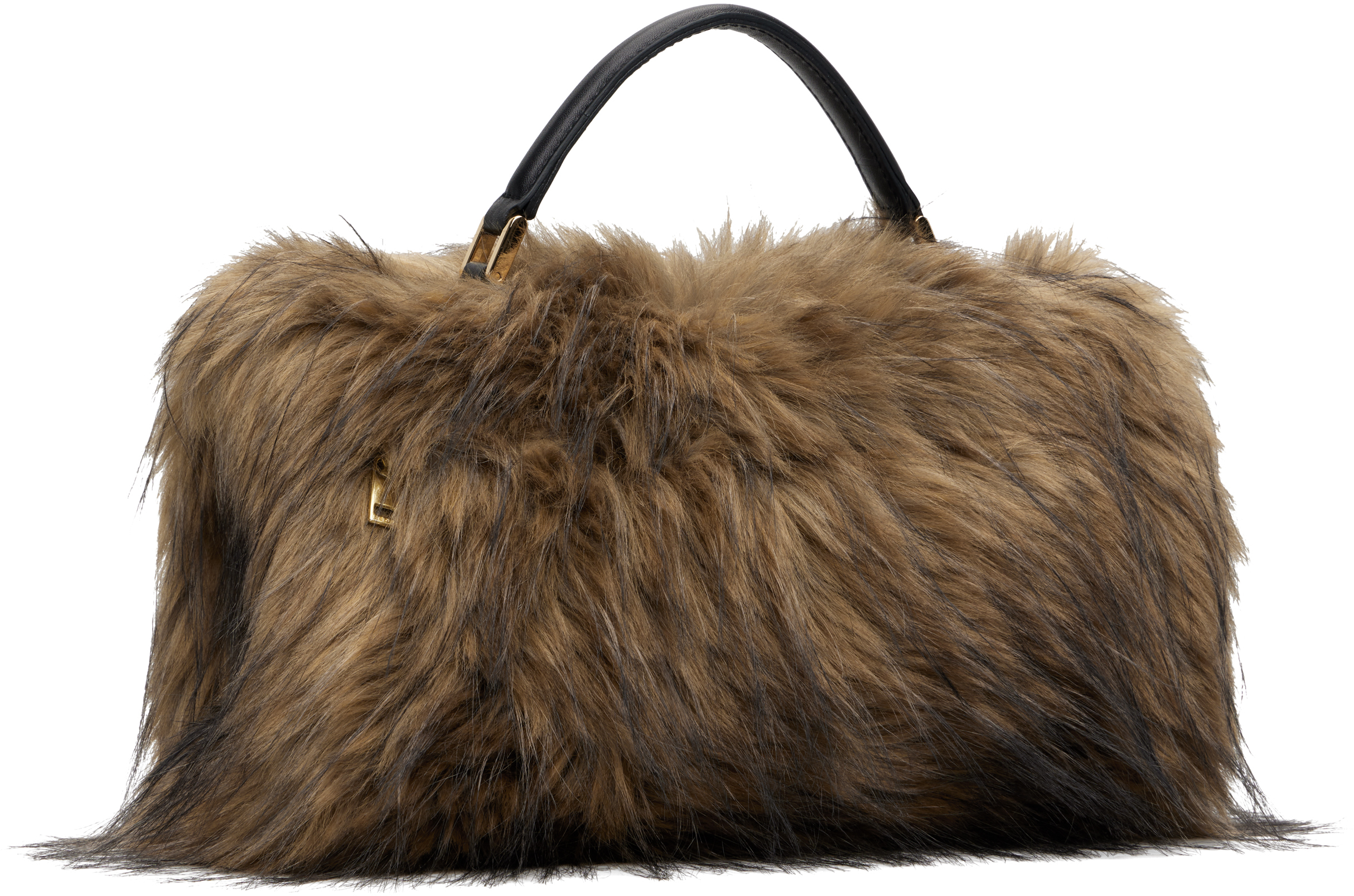 Sacai Beige & Brown Faux-fur Muff Bag