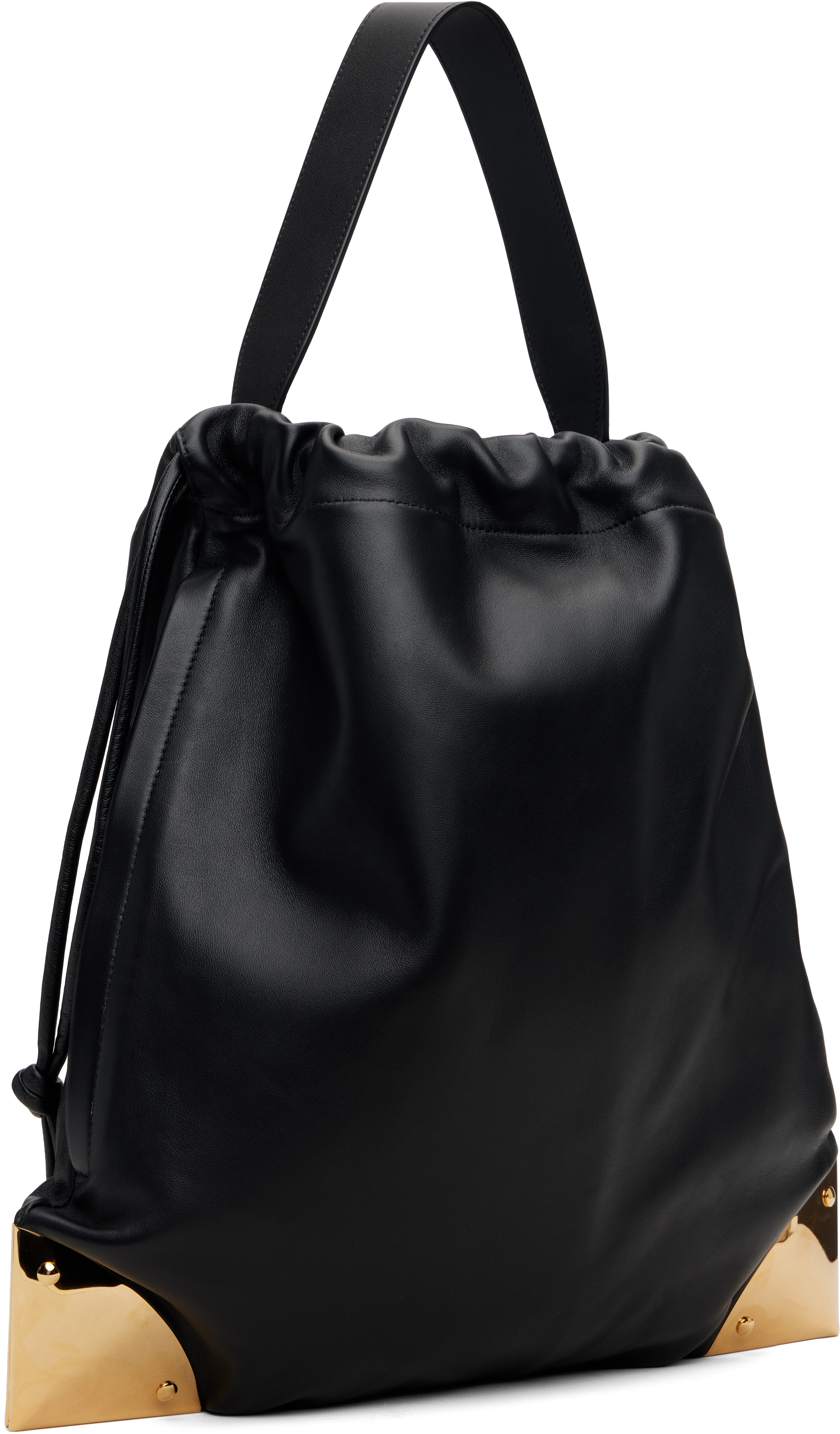 Sacai Corner Metal Drawstring Shoulder Bag In Black