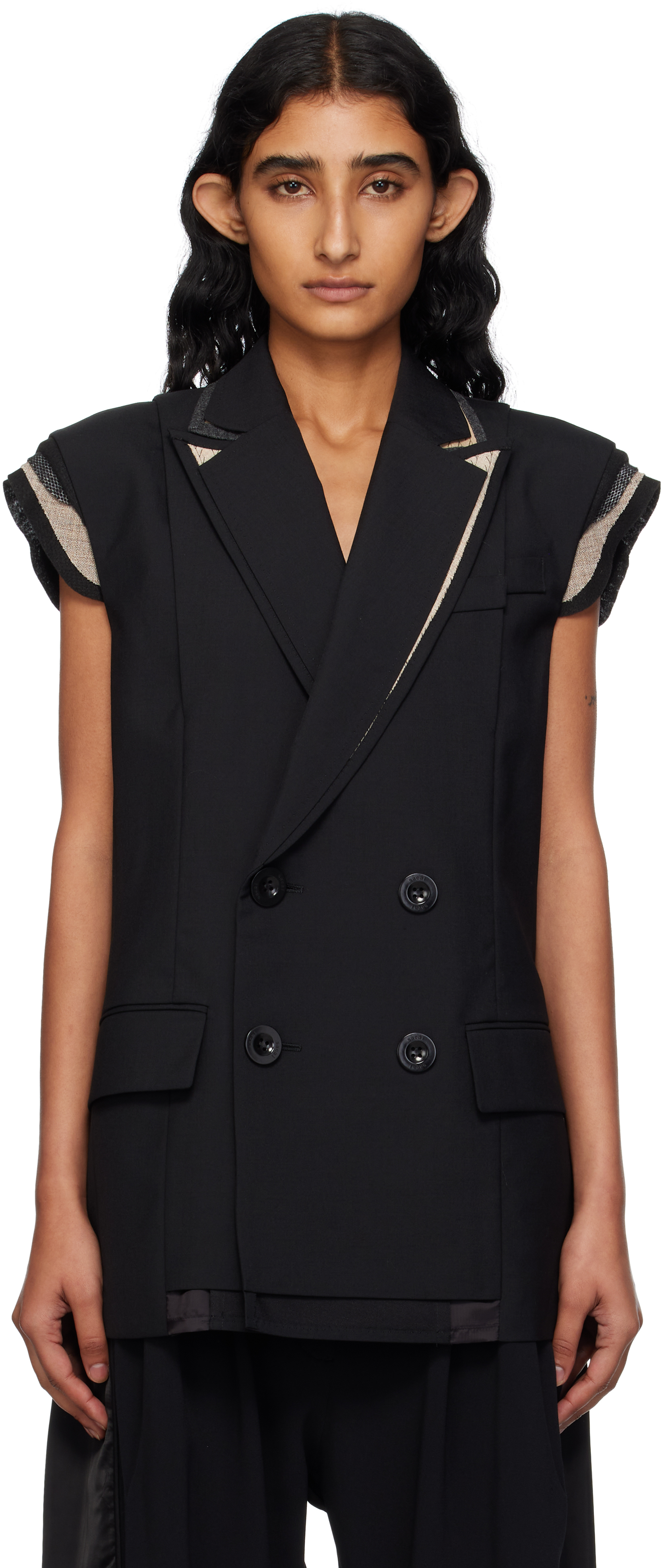 Black Sleeveless Blazer