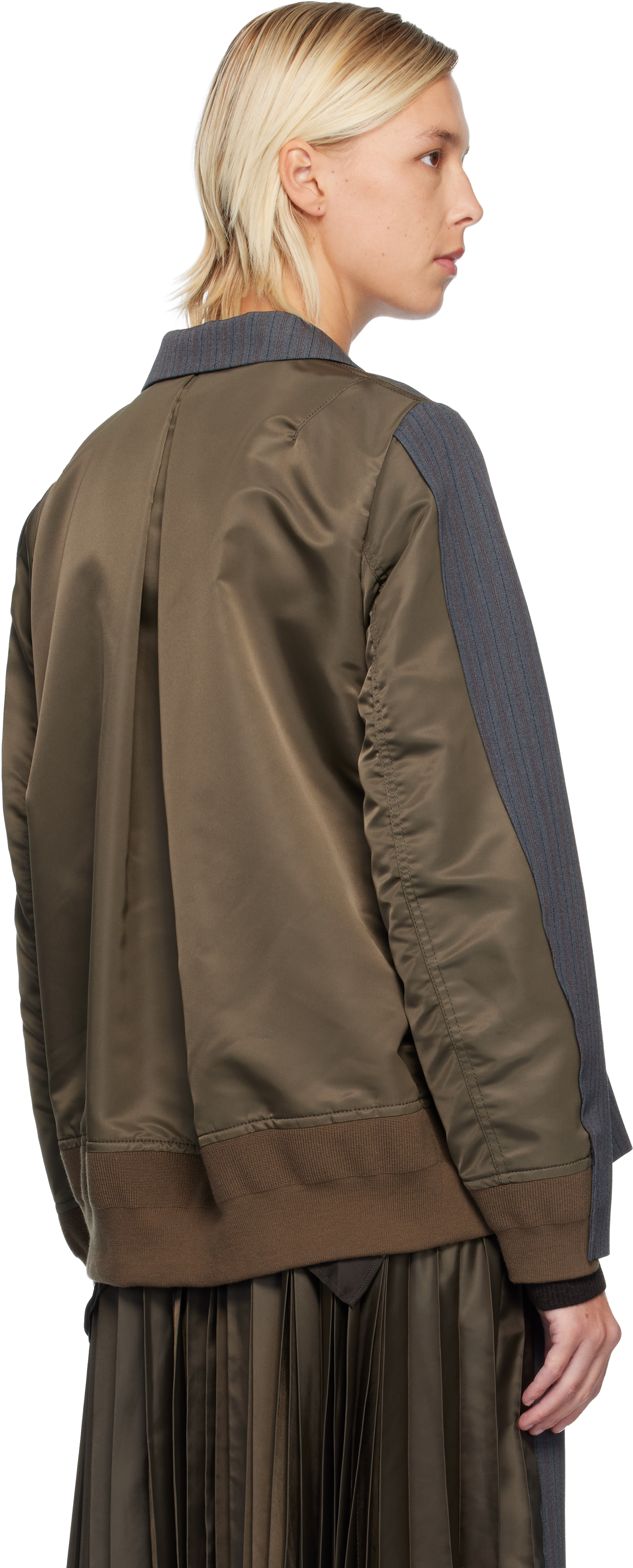 Sacai Grey Wool Blend Jacket In Gray