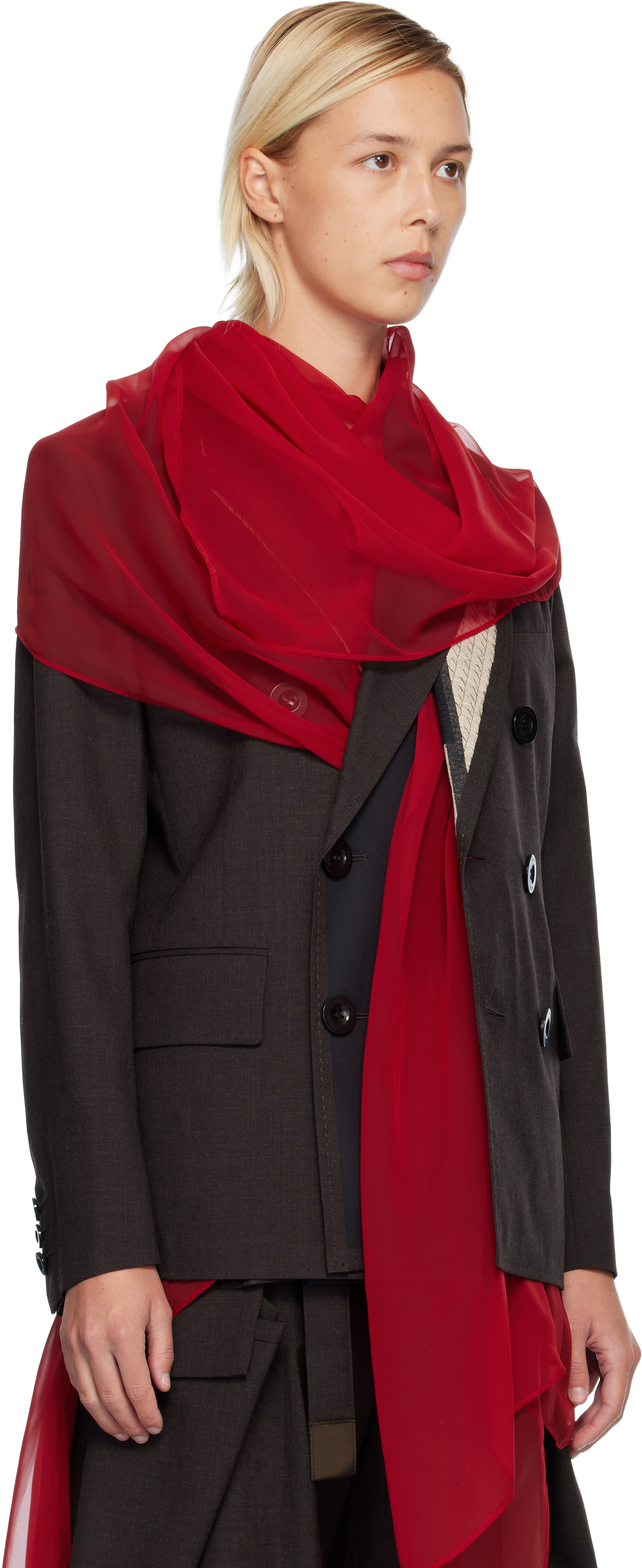 Sacai Brown Suiting Blazer In Multi