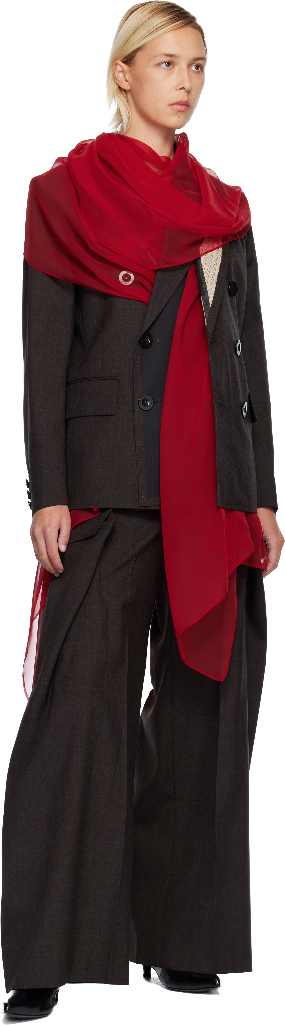 Sacai Brown Suiting Blazer In Multi