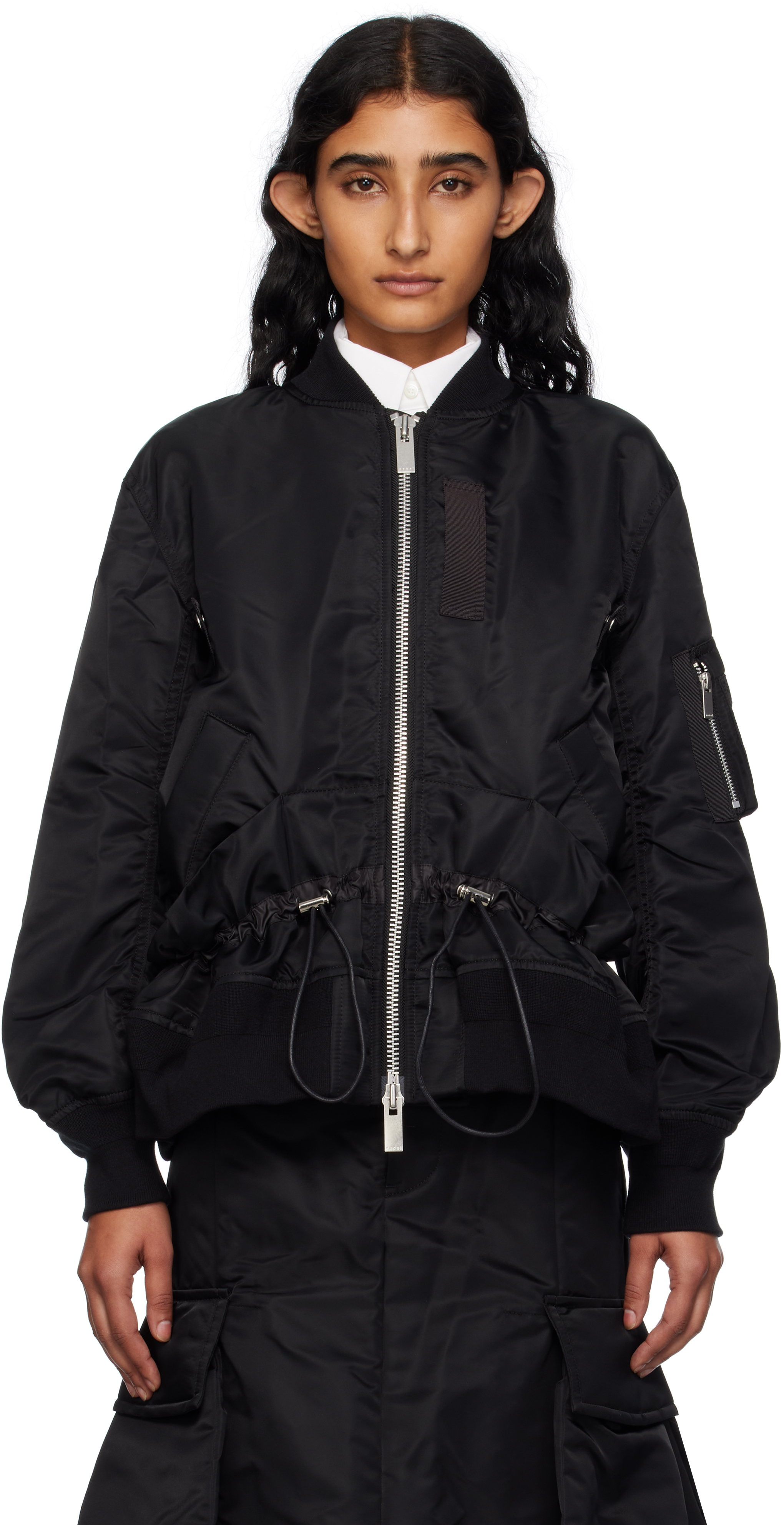 sacai: Black Nylon Twill Blouson Bomber Jacket | SSENSE 대한민국
