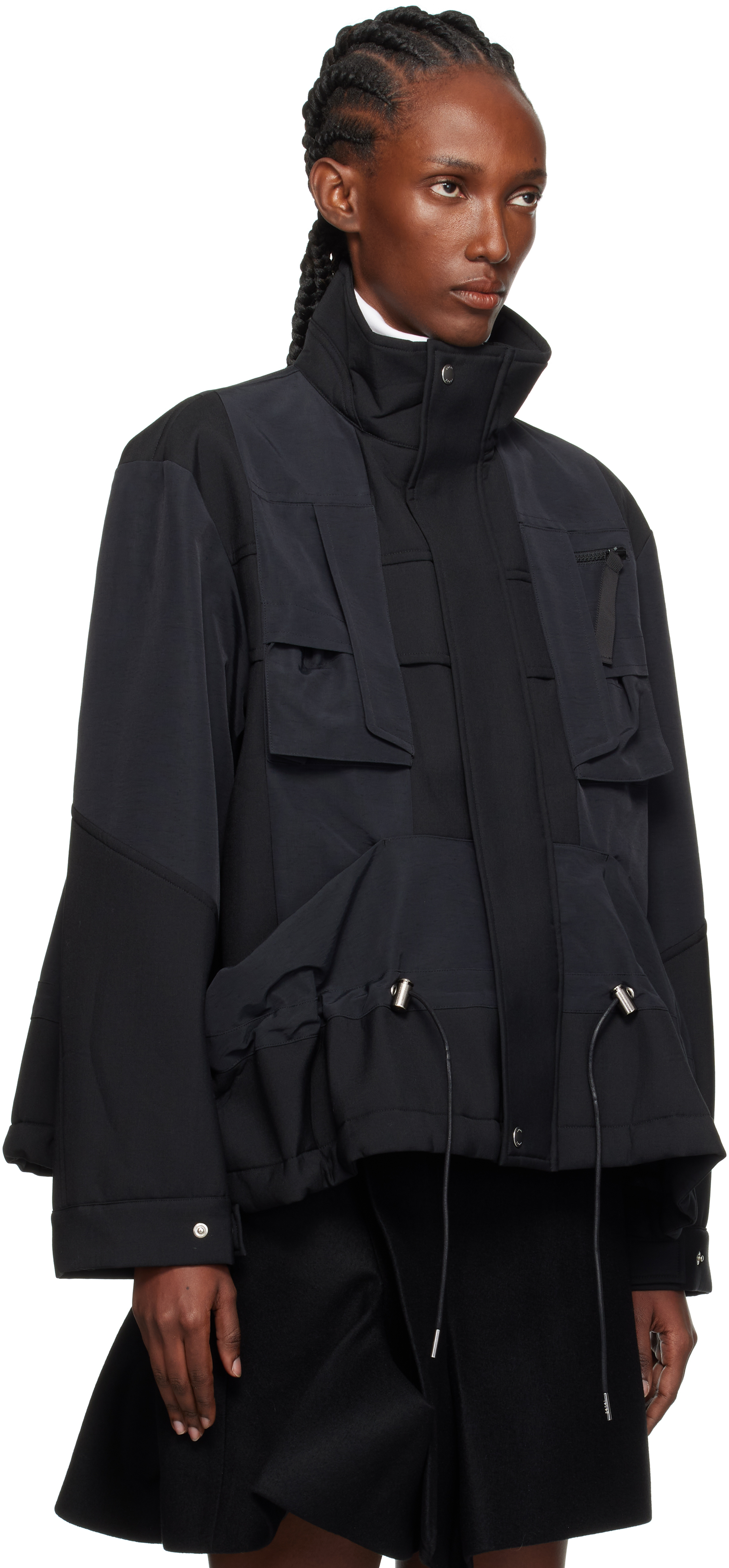 Sacai Black Suiting Bonding X Grosgrain Jacket In Black