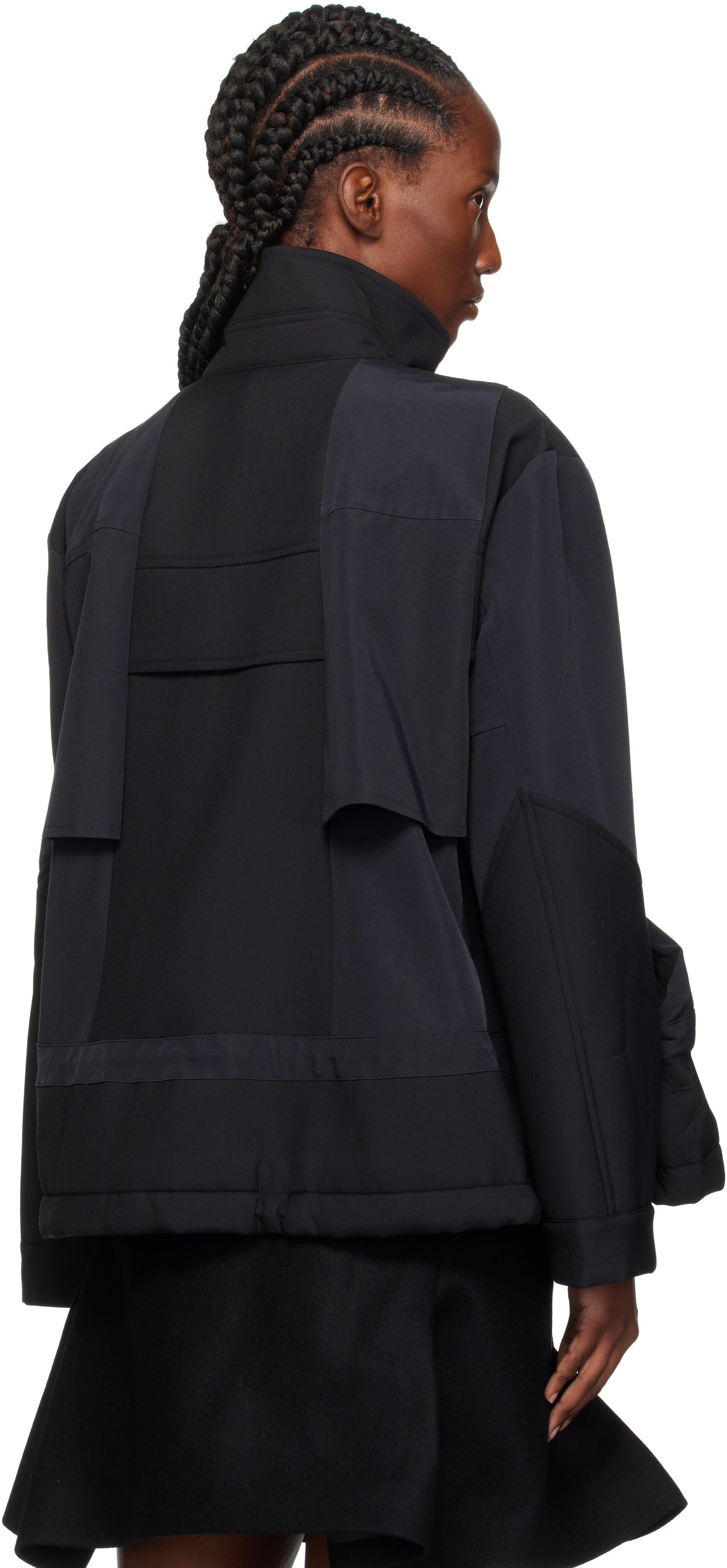 Sacai Black Suiting Bonding X Grosgrain Jacket In Black