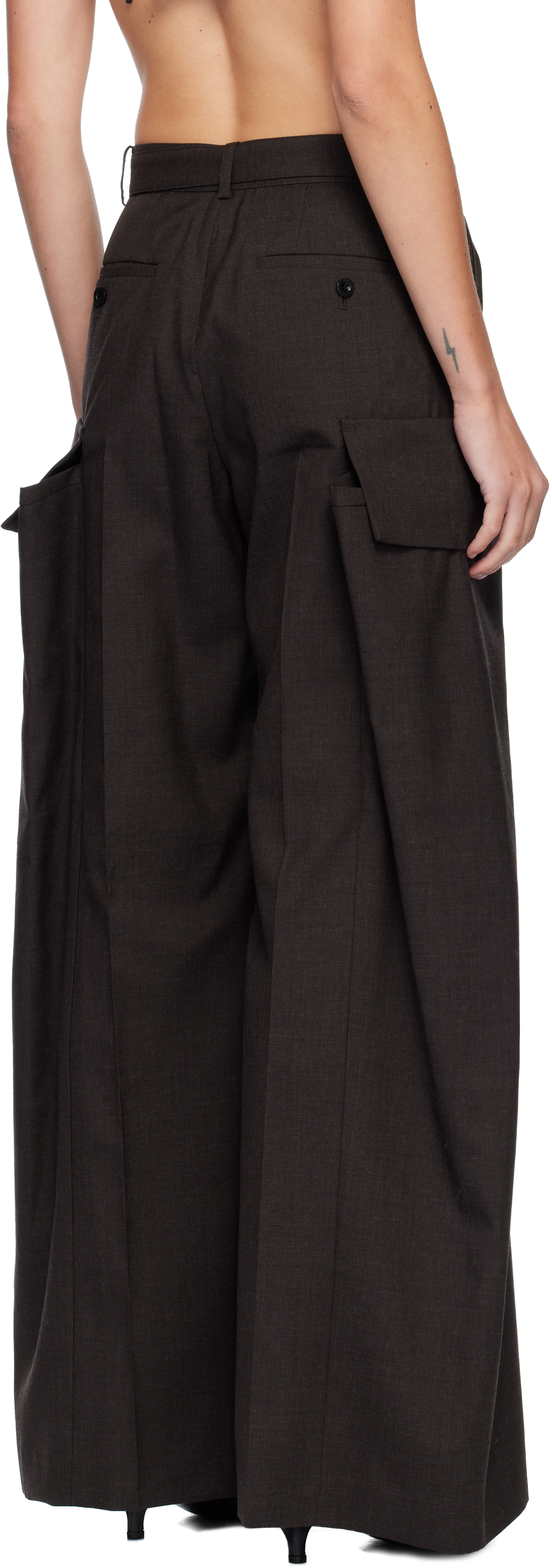 Sacai Belt Loop Casual Pants In Brown