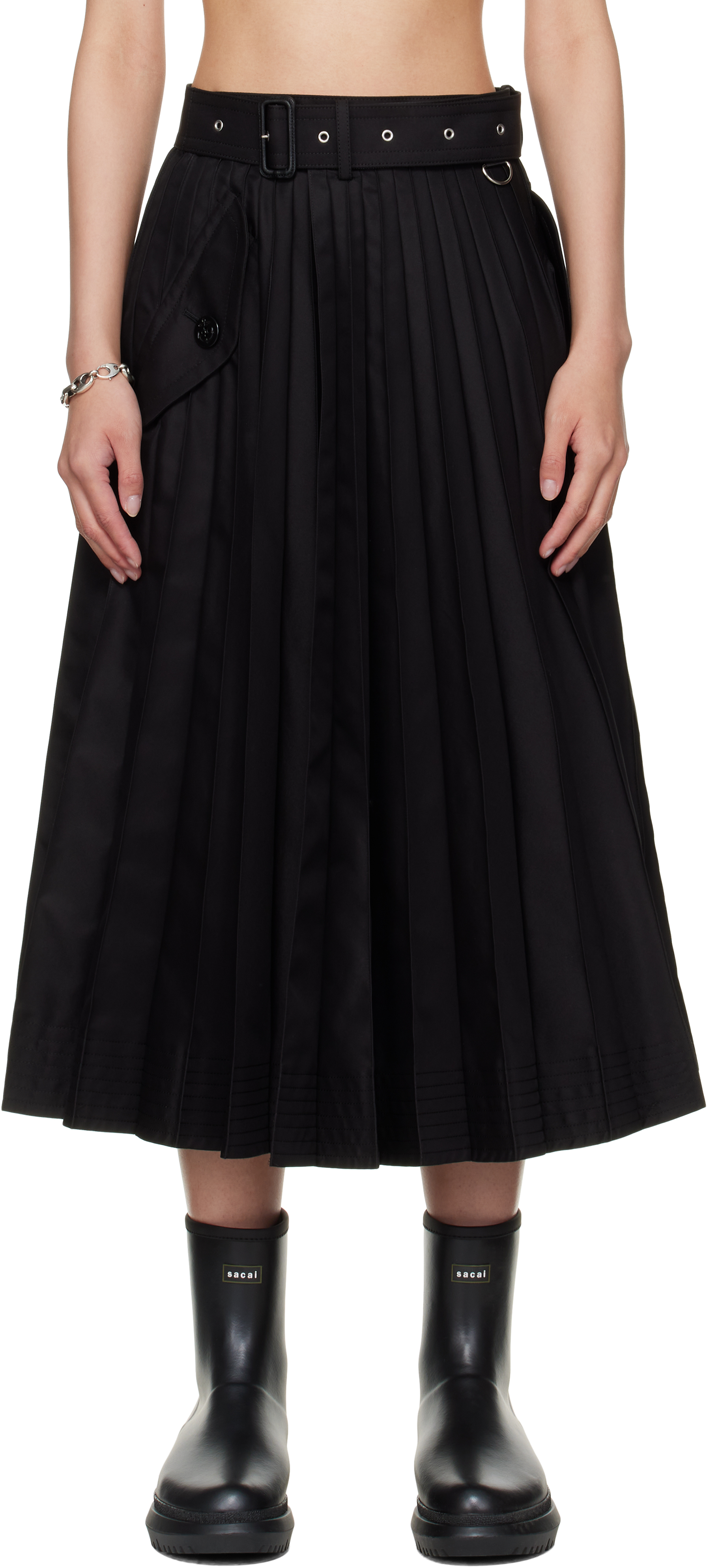 sacai サカイ 19AW Zip Detail Pleated Skirt ジップデザイン