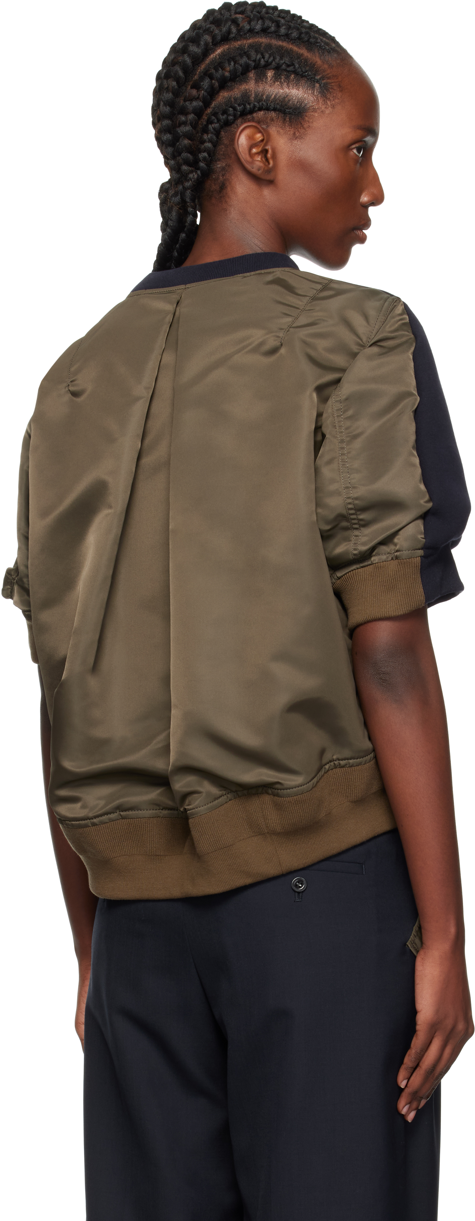Sacai Navy & Khaki Sponge X Nylon Twill Sweatshirt In Blue