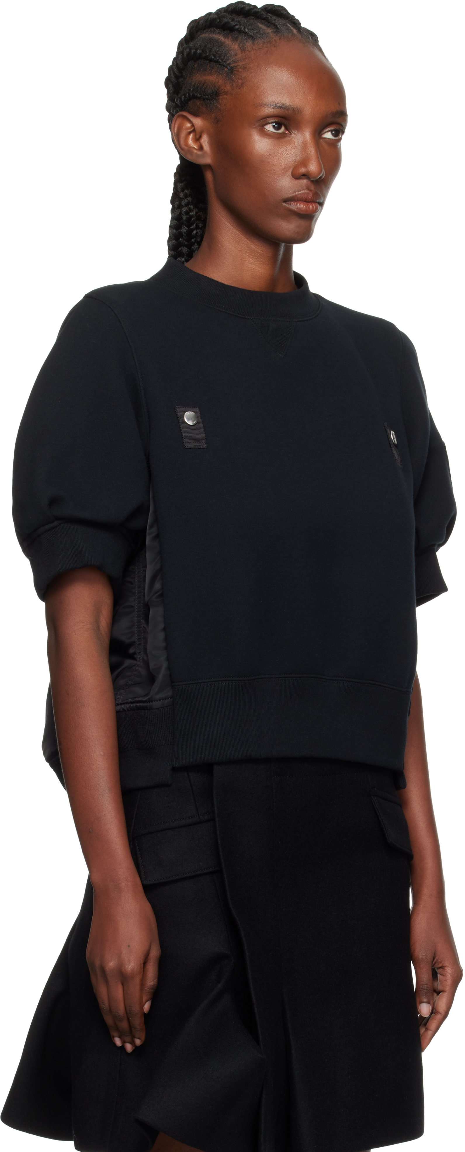 Sacai Black Sponge X Nylon Twill Sweatshirt In Black