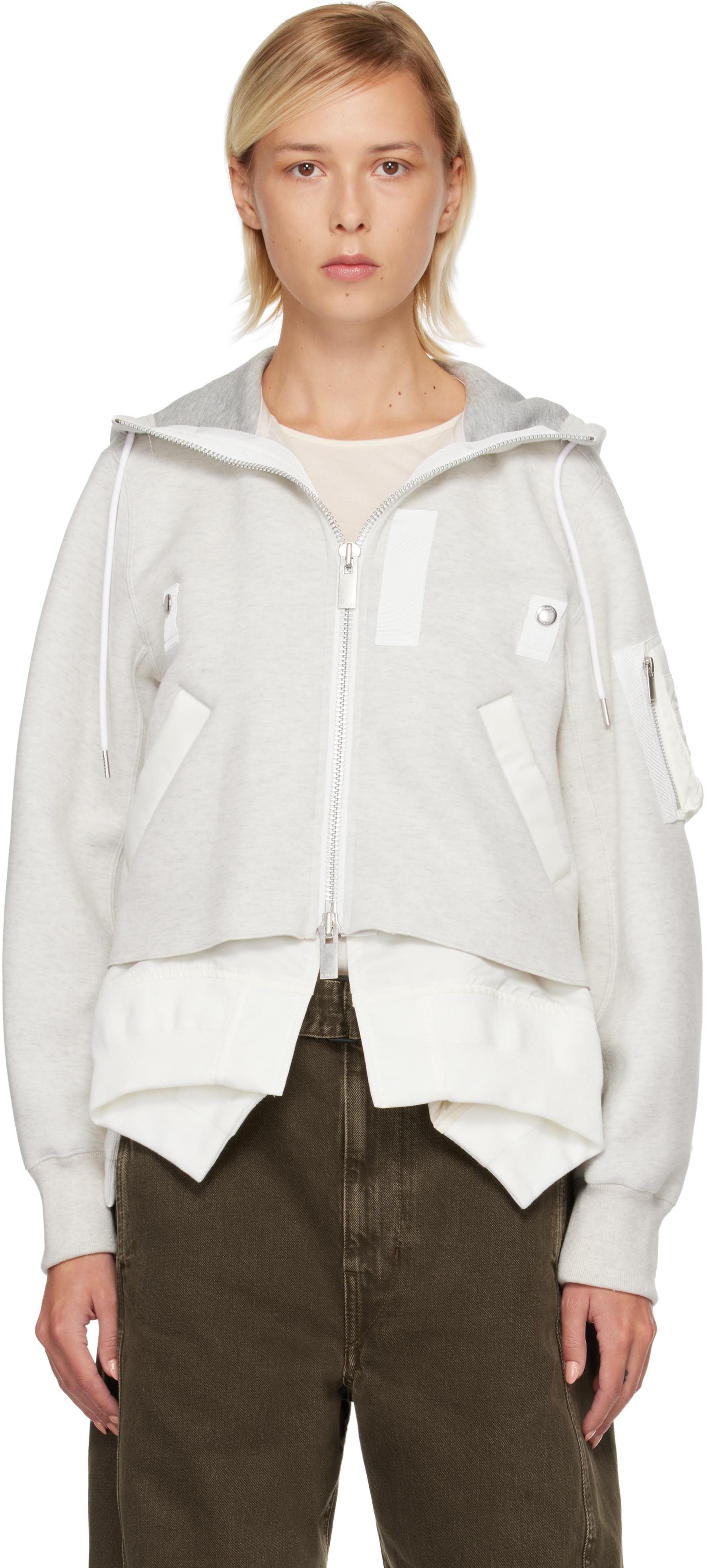 サカイ Sponge Sweat Hoodie ニット ドッキング パーカー sacai: Black Sponge Sweat Hoodie | SSENSE