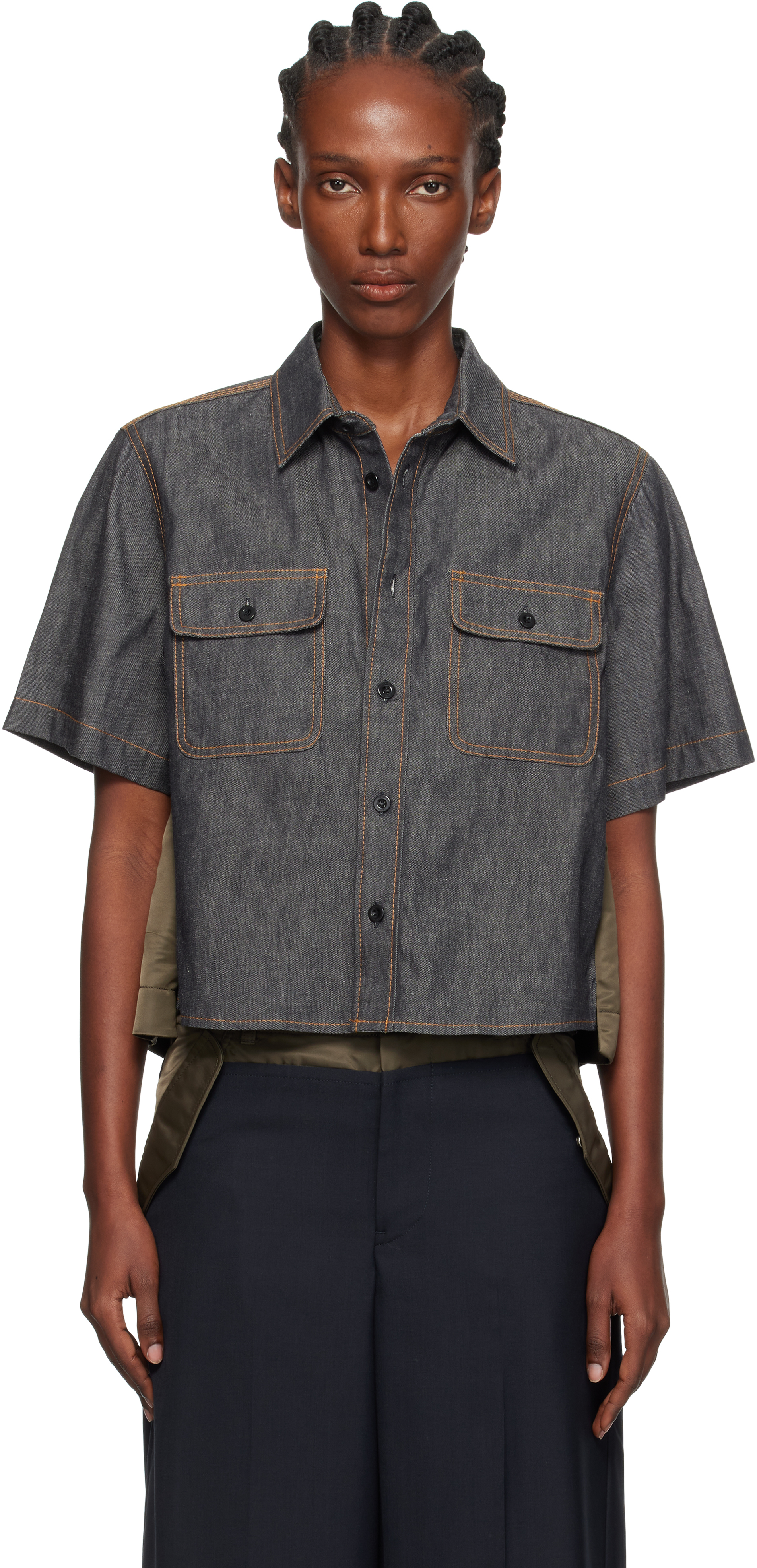【Sacai】Denim Mix Shirt / M / indigo Sacai Denim Mix Shirt in Indigo – Hampden Clothing