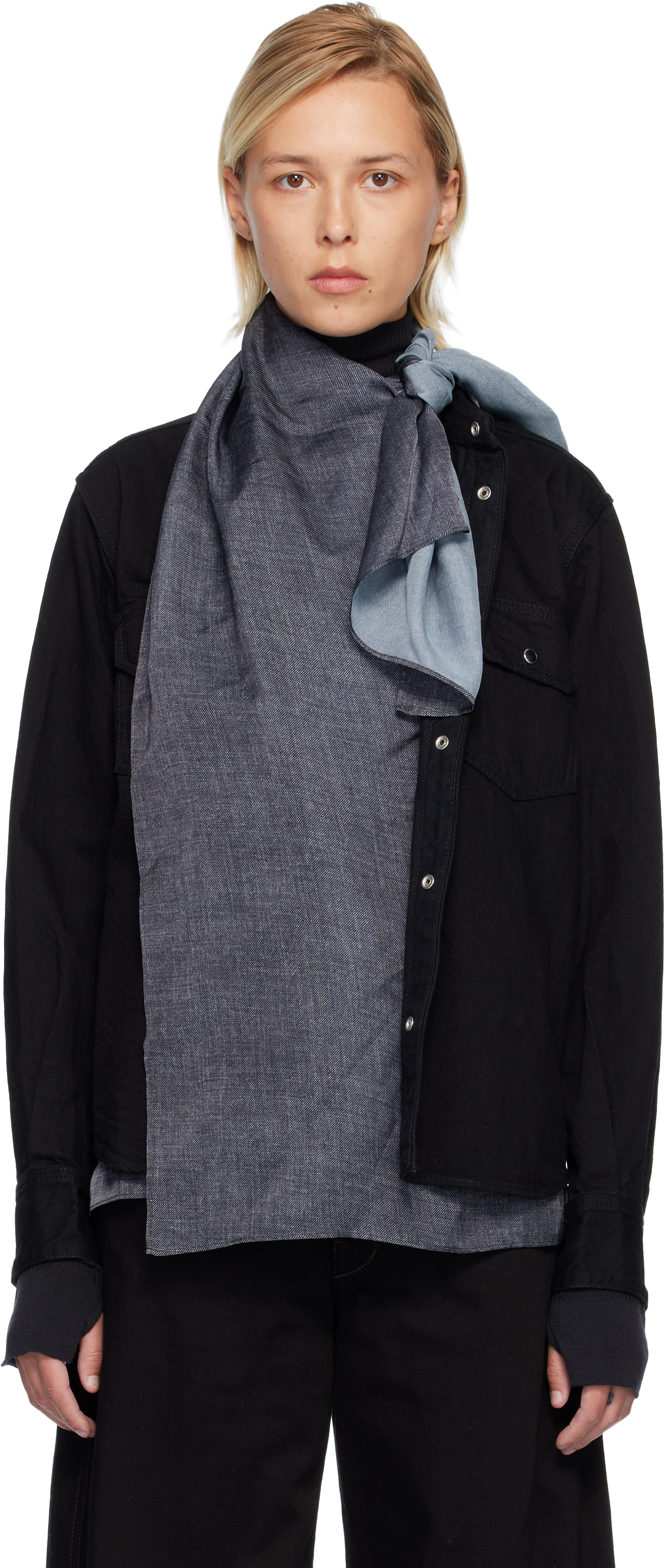 Sacai Satin Denim Shirt In Black