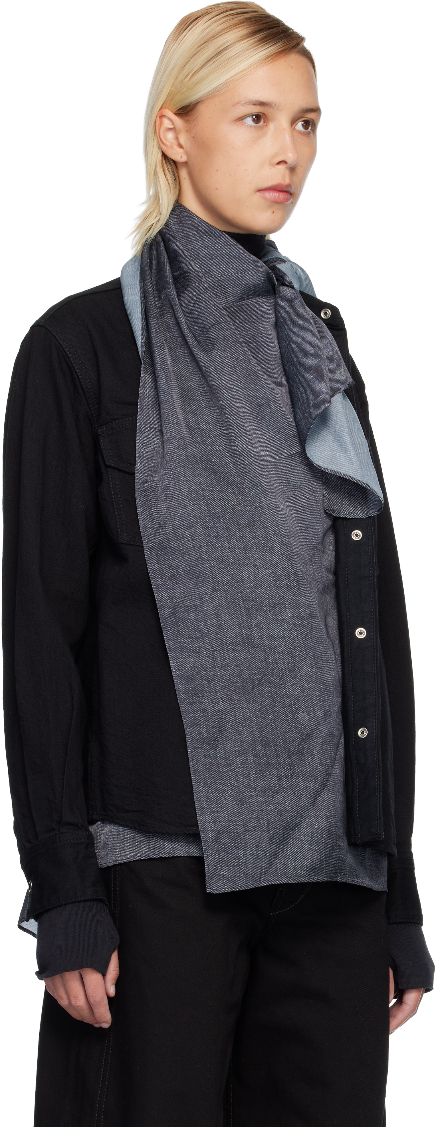 Sacai Satin Denim Shirt In Black