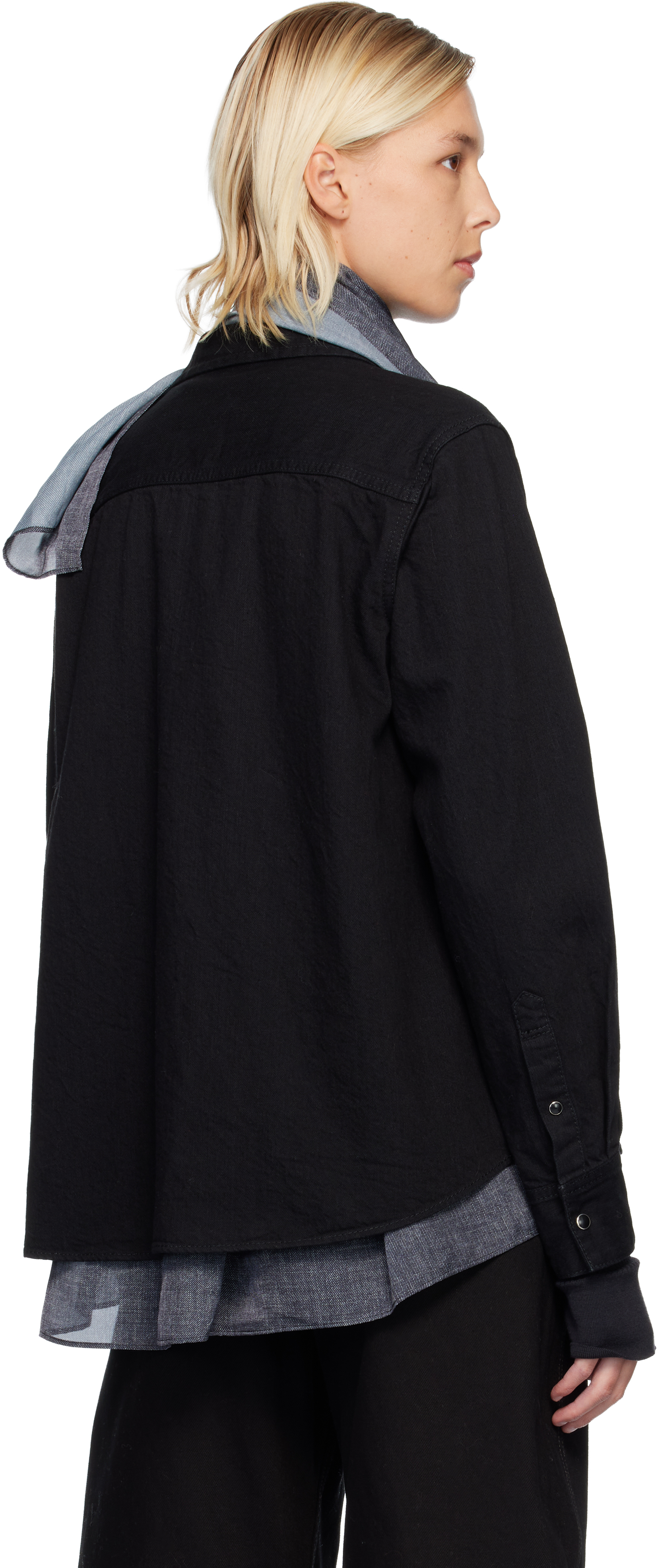 Sacai Satin Denim Shirt In Black