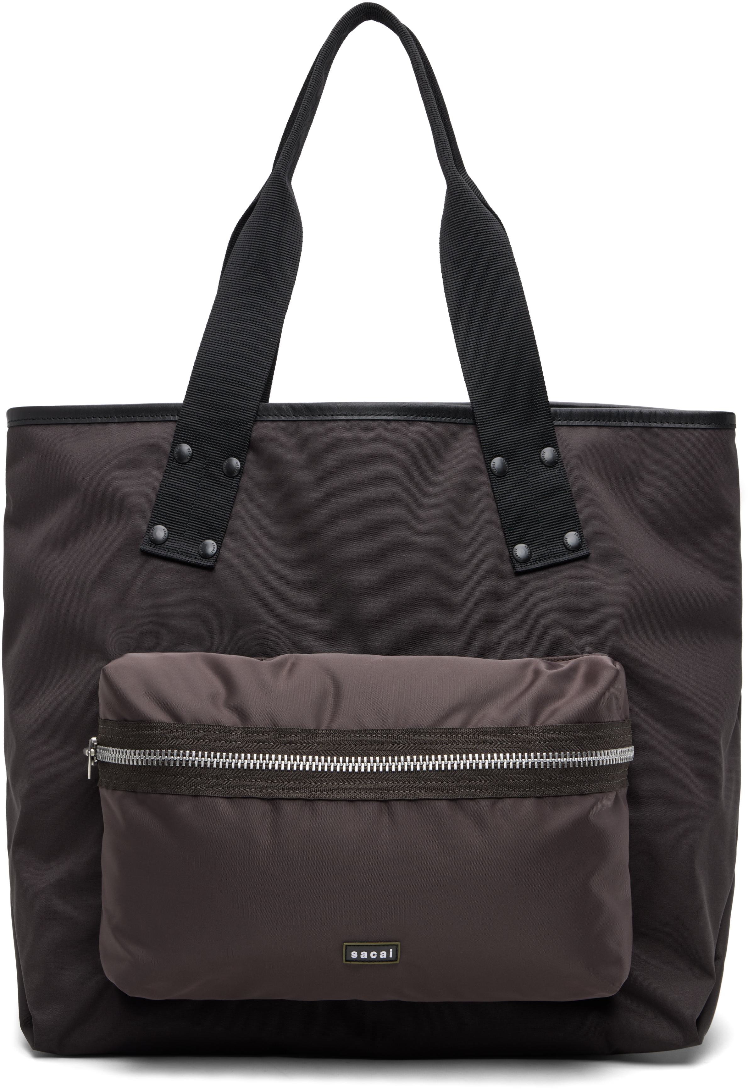 sacai: ブラウン ラージ ポケット トートバッグ | SSENSE 日本