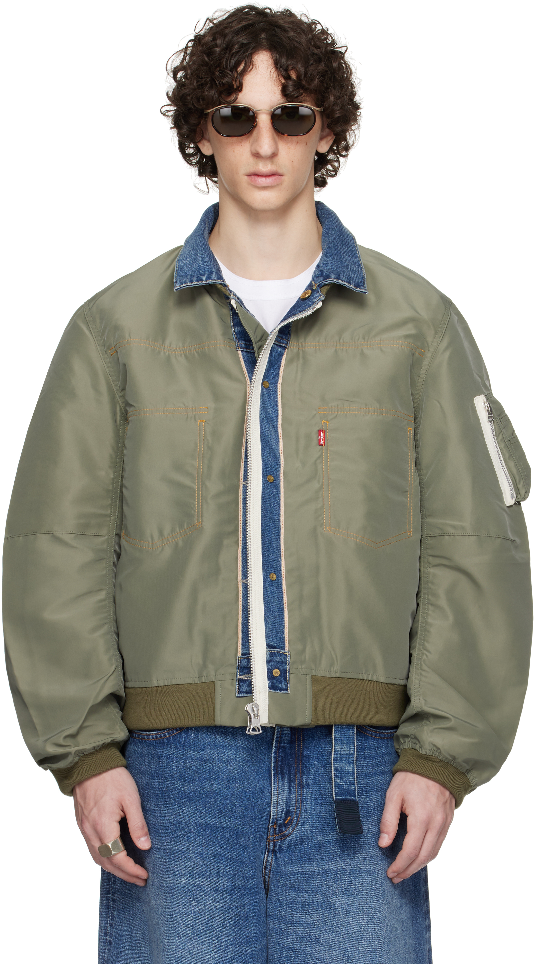 Levi's® x sacaiリバーシブルブルゾン　カーキ2 新品 sacai: カーキ＆ブルー Levi'sエディション リバーシブル デニム