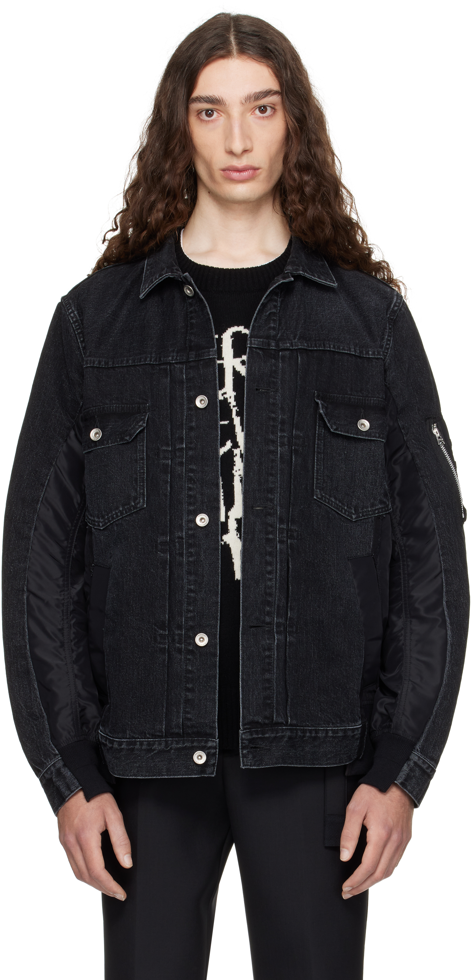 Blue Nylon Twill & Denim Jacket