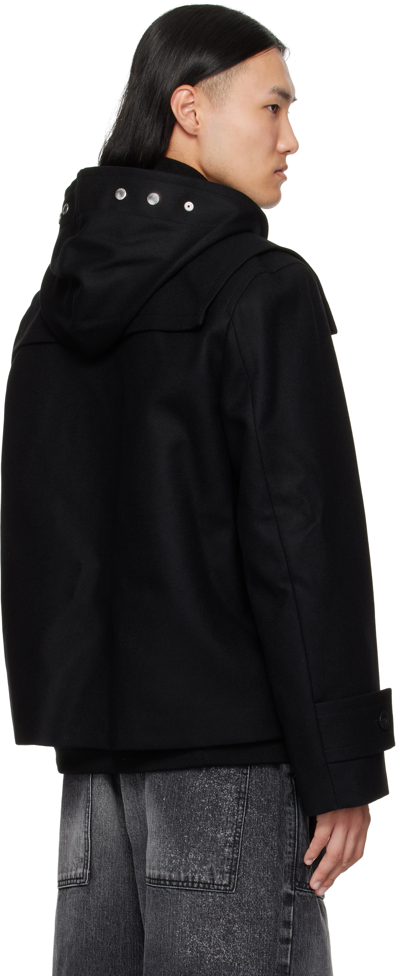 Sacai Hooded Toggle-fastening Jacket In Black