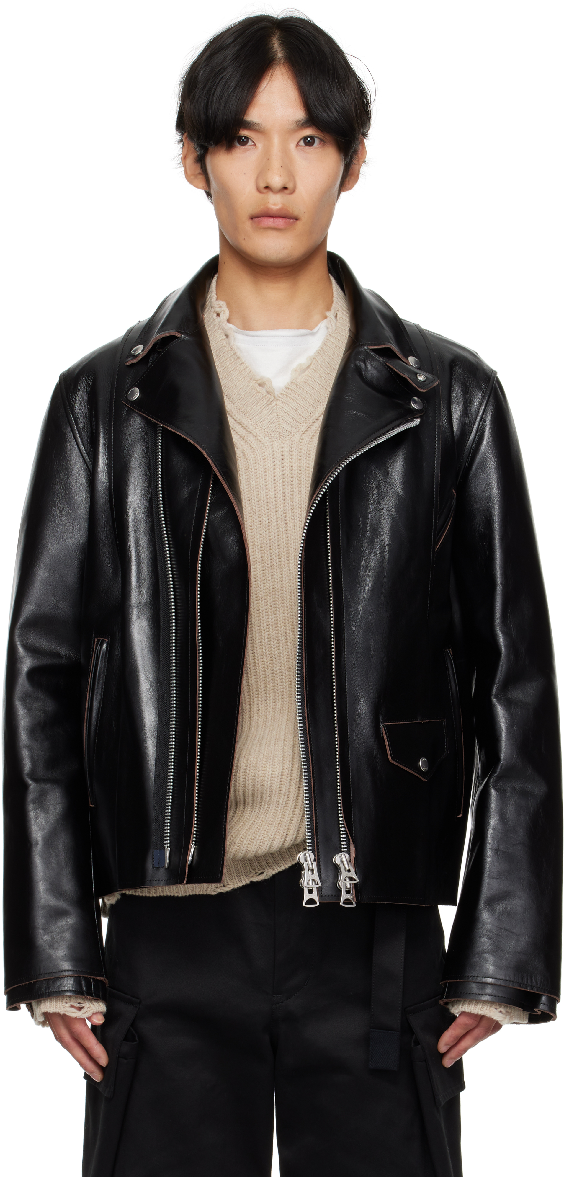 Black Zip Leather Jacket