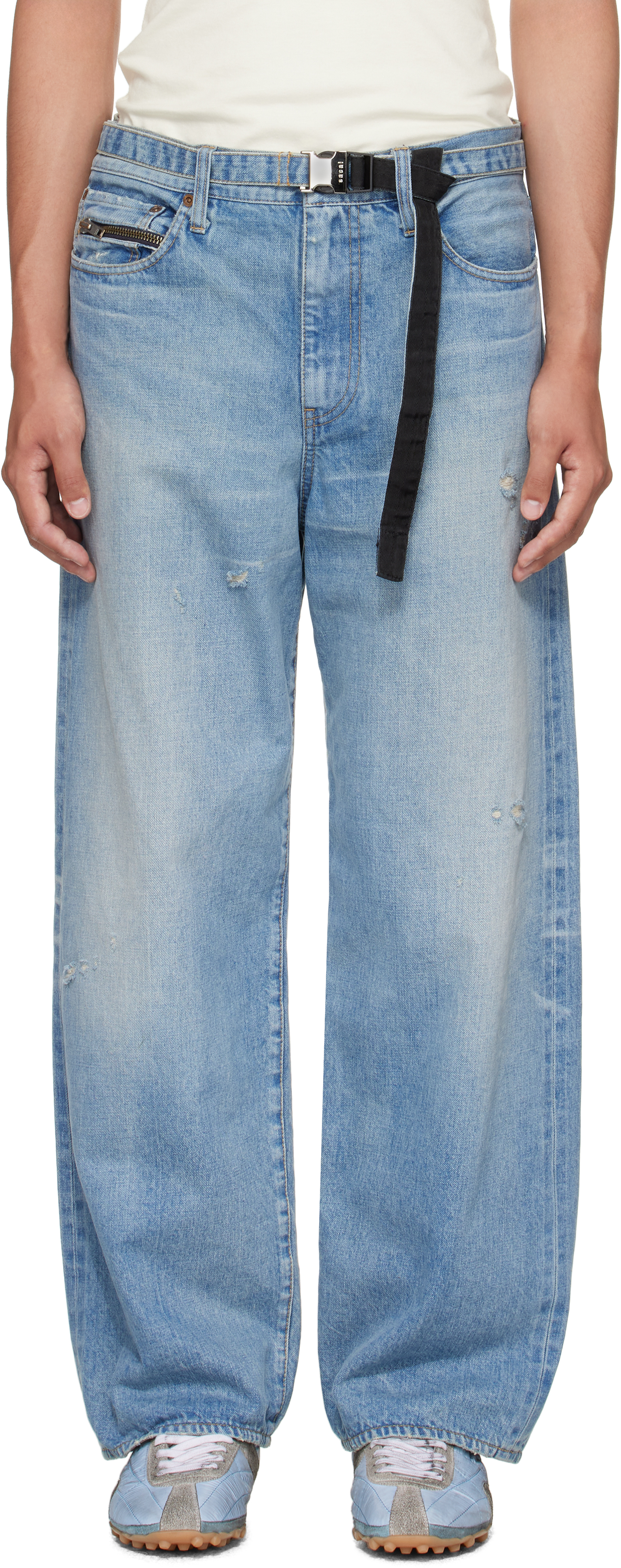Blue BEYONDEXX Belted Jeans