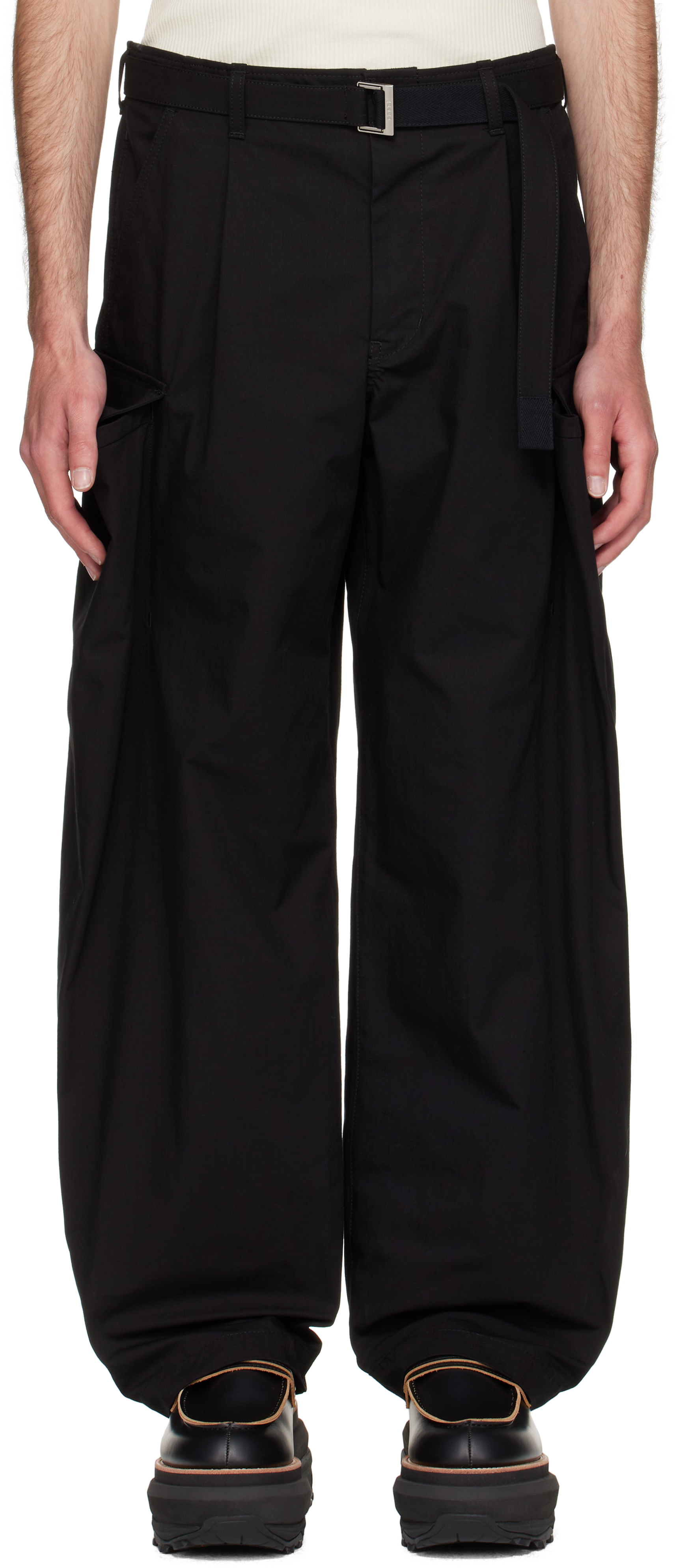 Black Rip Stop Cargo Pants