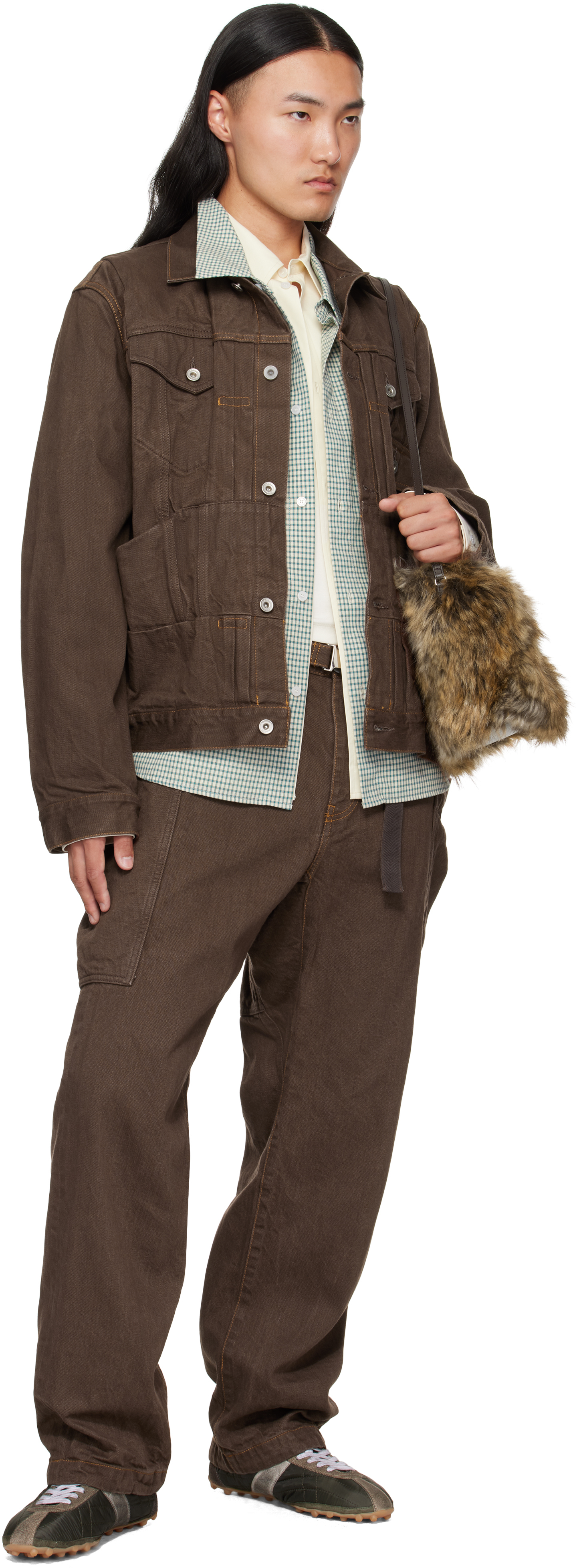 Sacai Brown Belted Denim Cargo Pants