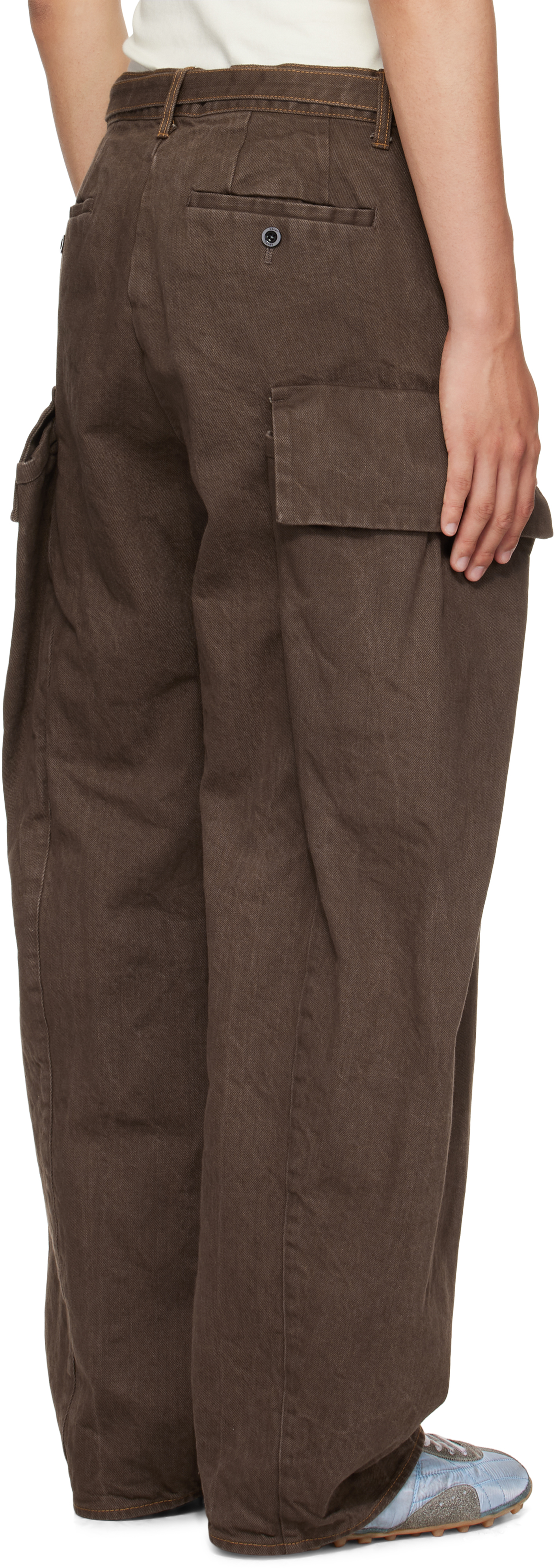 Sacai Brown Belted Denim Cargo Pants