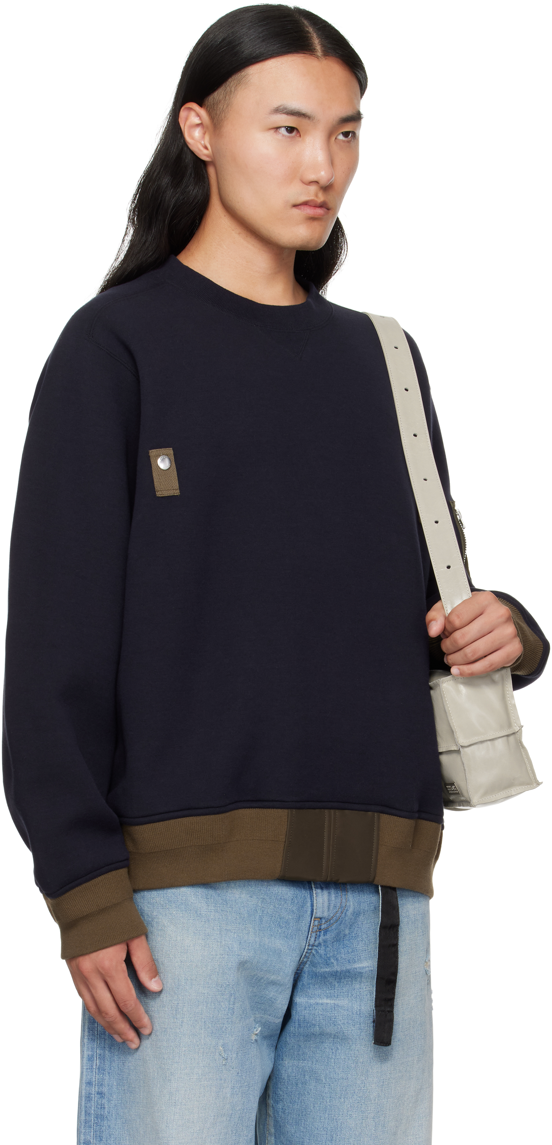 Sacai Cotton Crew Neck Sweater In Multi