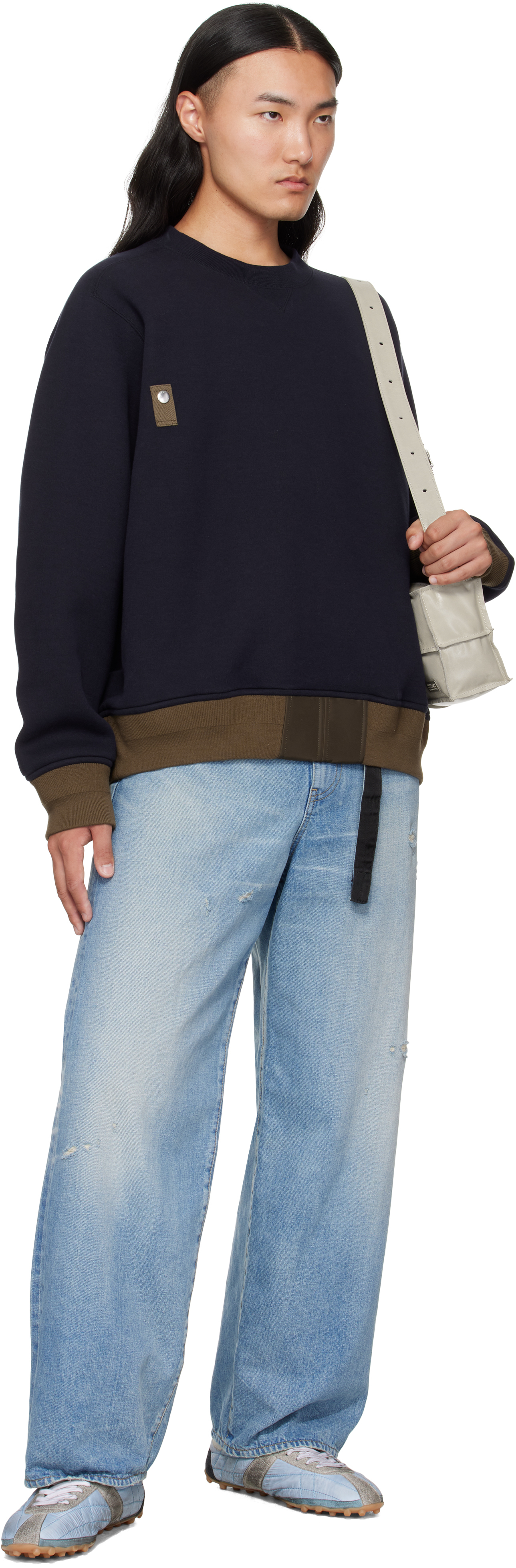 Sacai Cotton Crew Neck Sweater In Multi