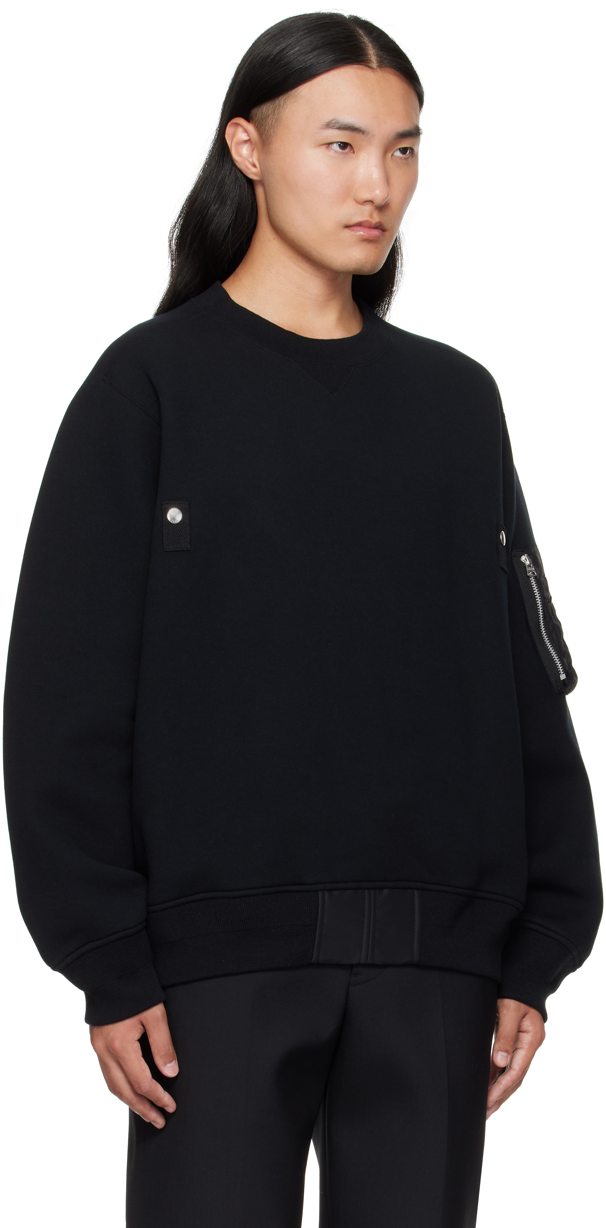 Sacai Black Sponge Sweat Sweater In Black