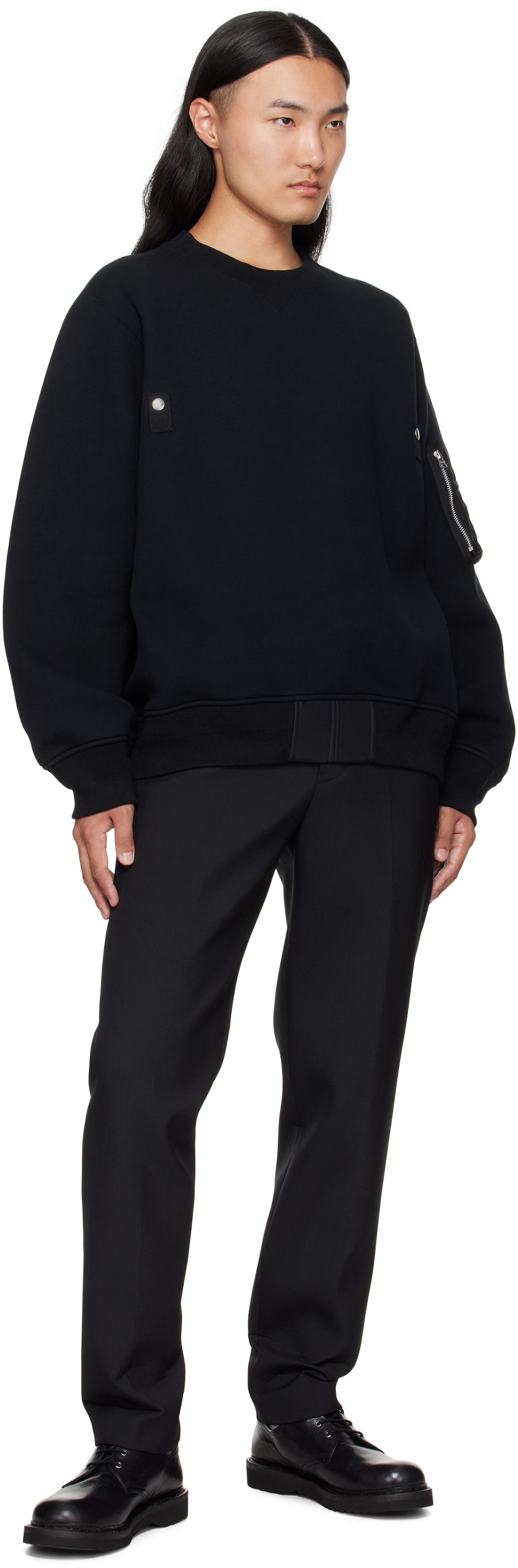 Sacai Black Sponge Sweat Sweater In Black