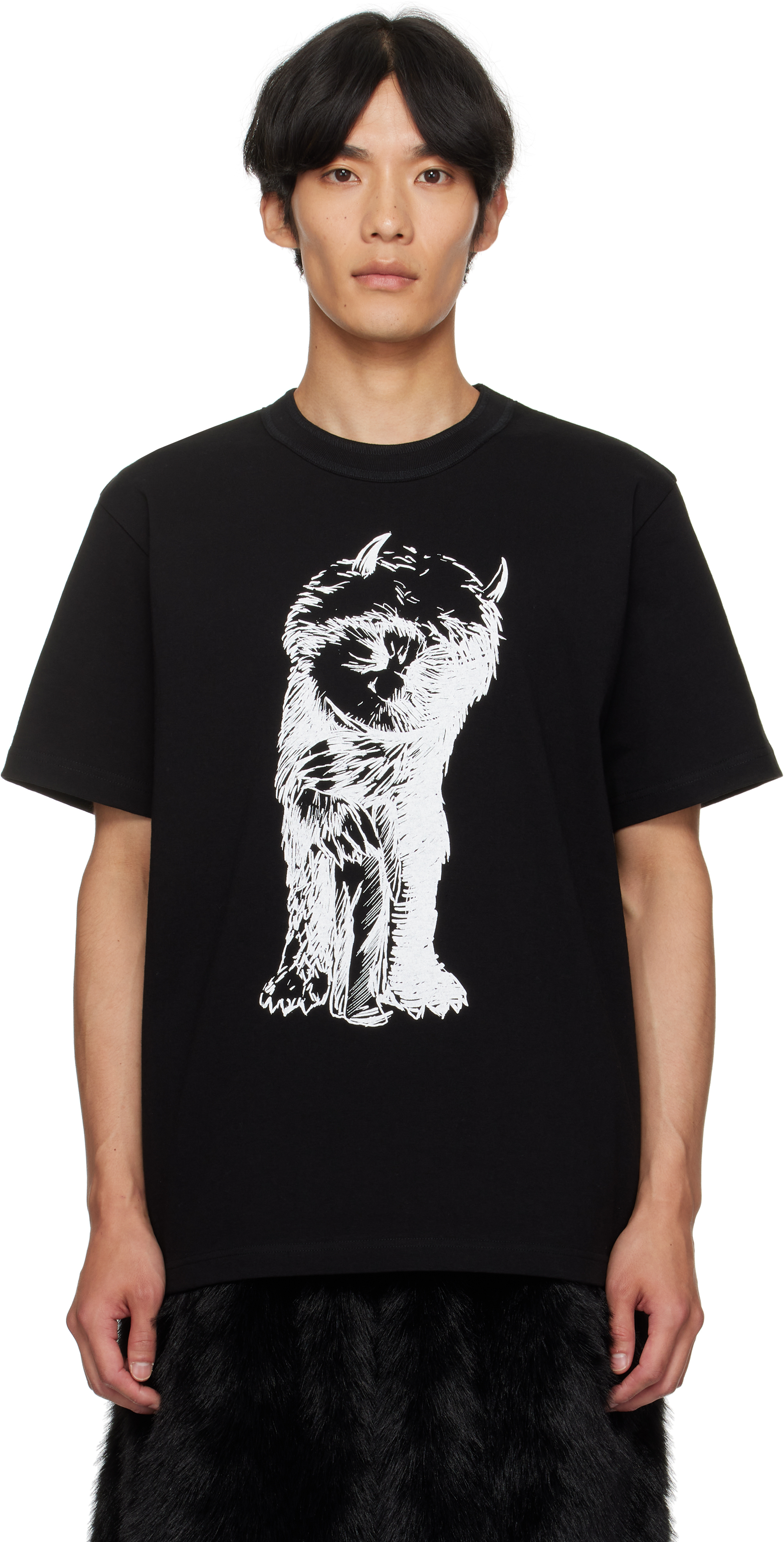 sacai: ブラック 'Where The Wild Things Are' コットン Tシャツ