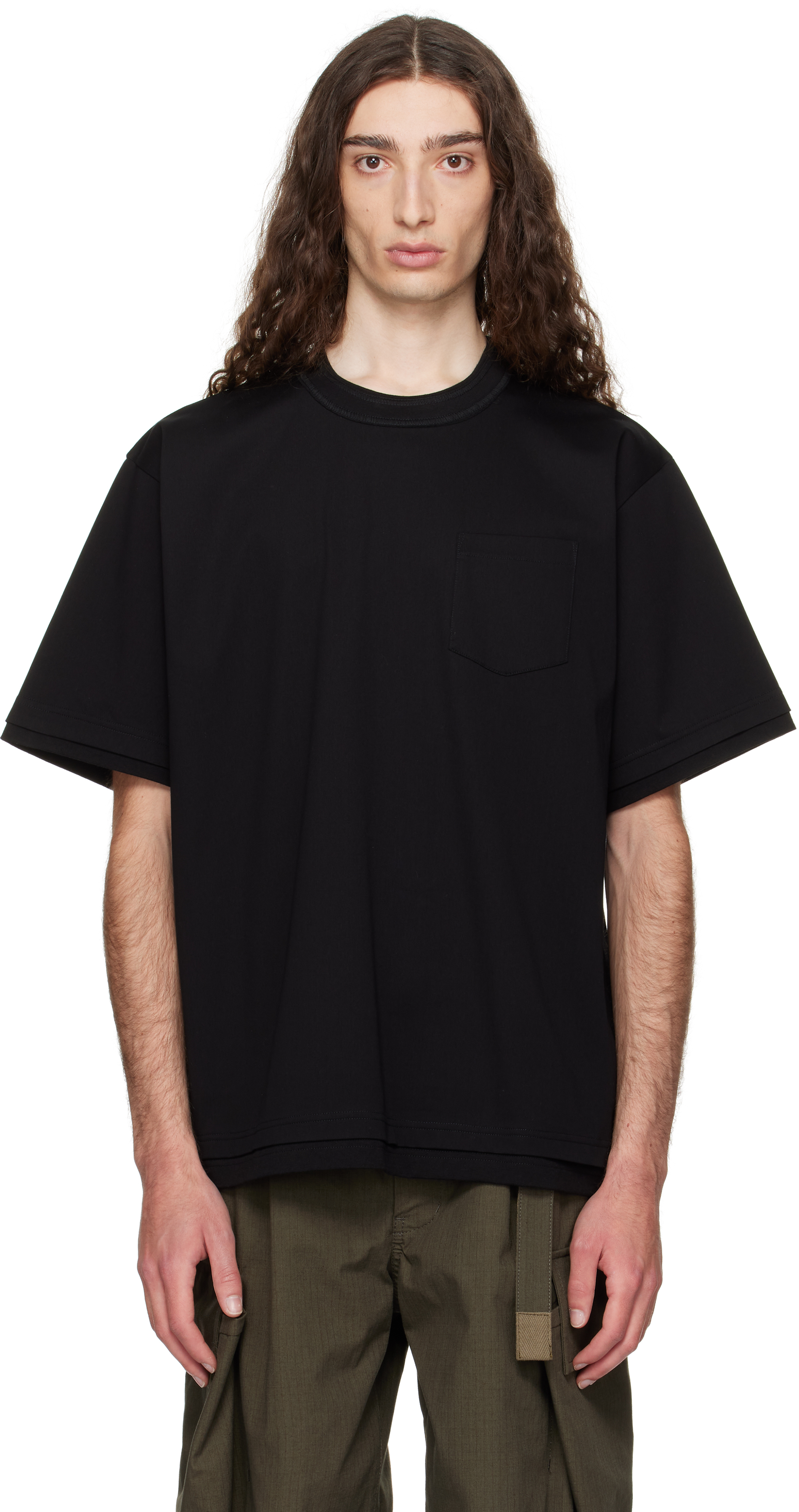 【絶品】 Black sacai: Cotton SSENSE | T-shirt Jersey トップス