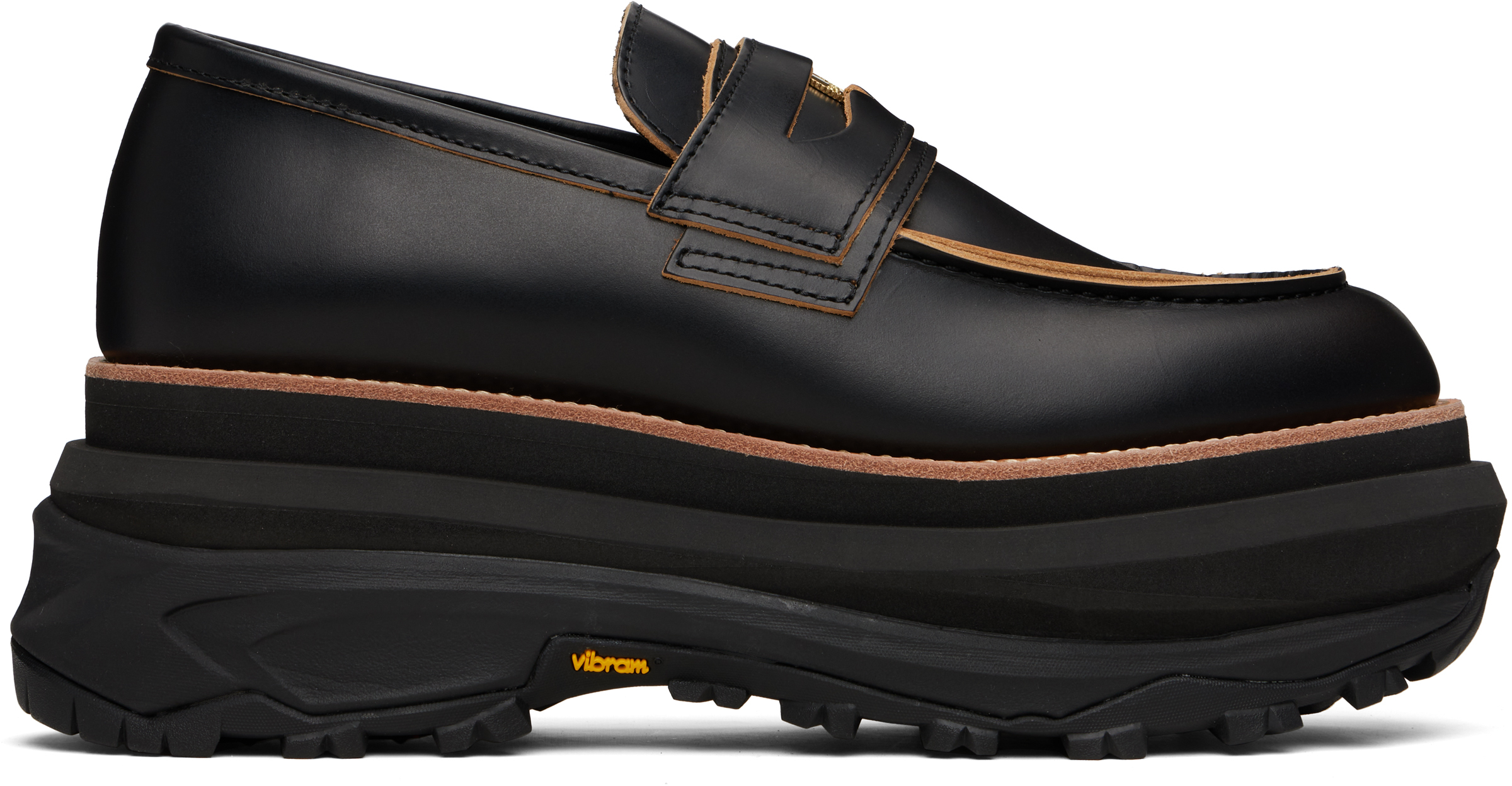 靴 sacai Loafers sacai: Black Leather Loafers | SSENSE 日本