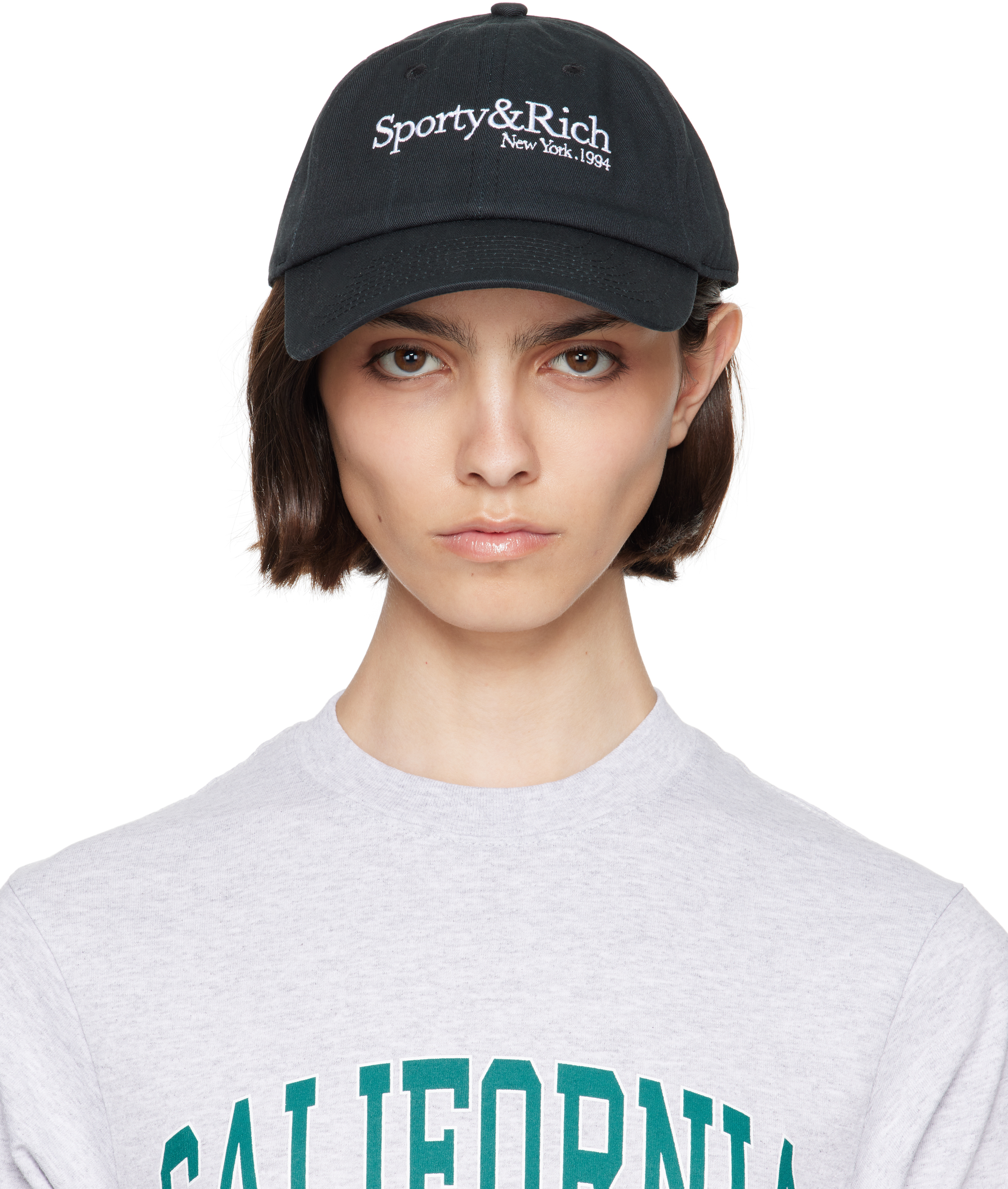 Sporty And Rich Black Hwcny Cap