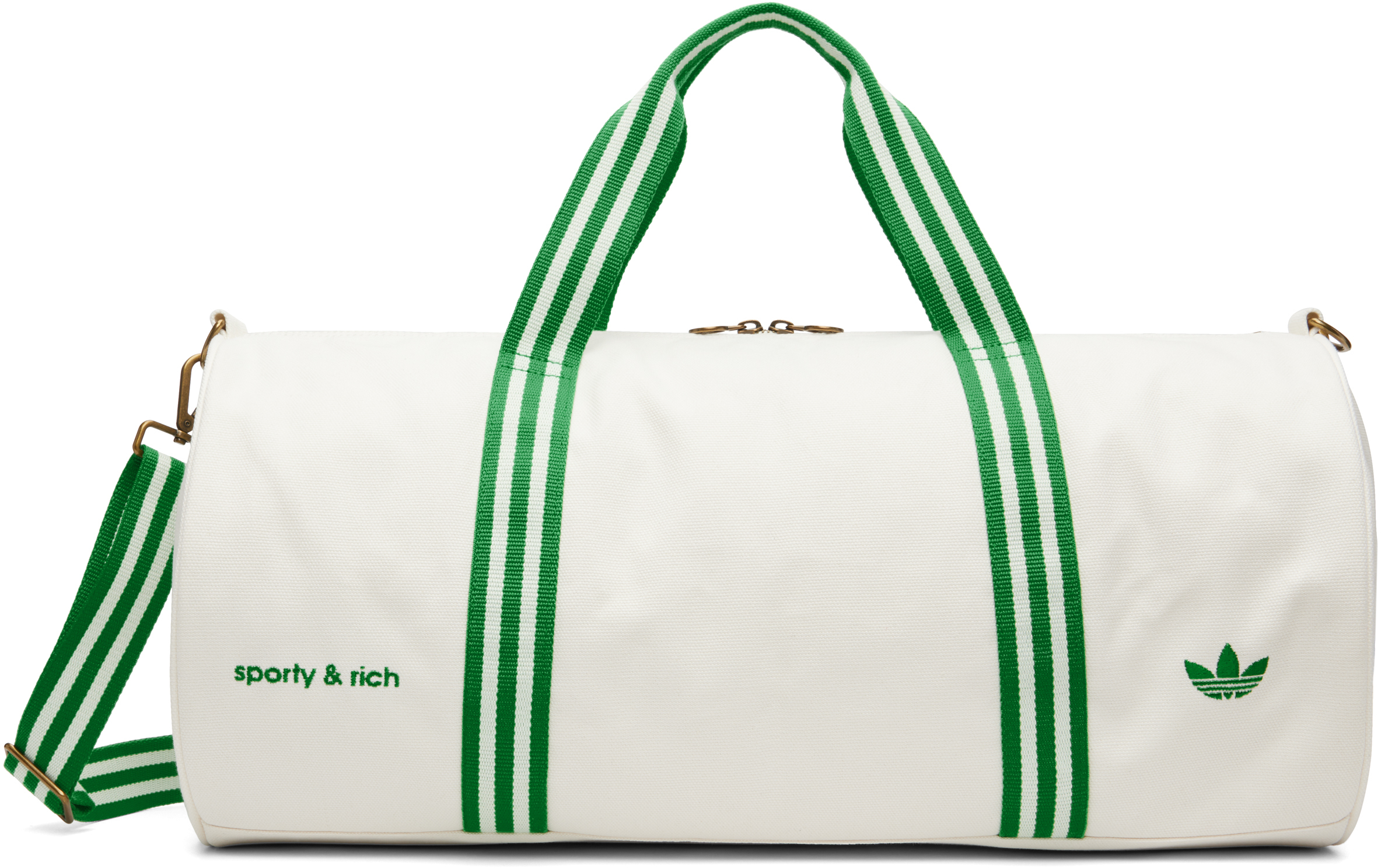 ◆送関税無料◆Sporty&Rich × adidas コラボ ダッフルバッグ Sporty & Rich: オフホワイト＆グリーン adidas Originals