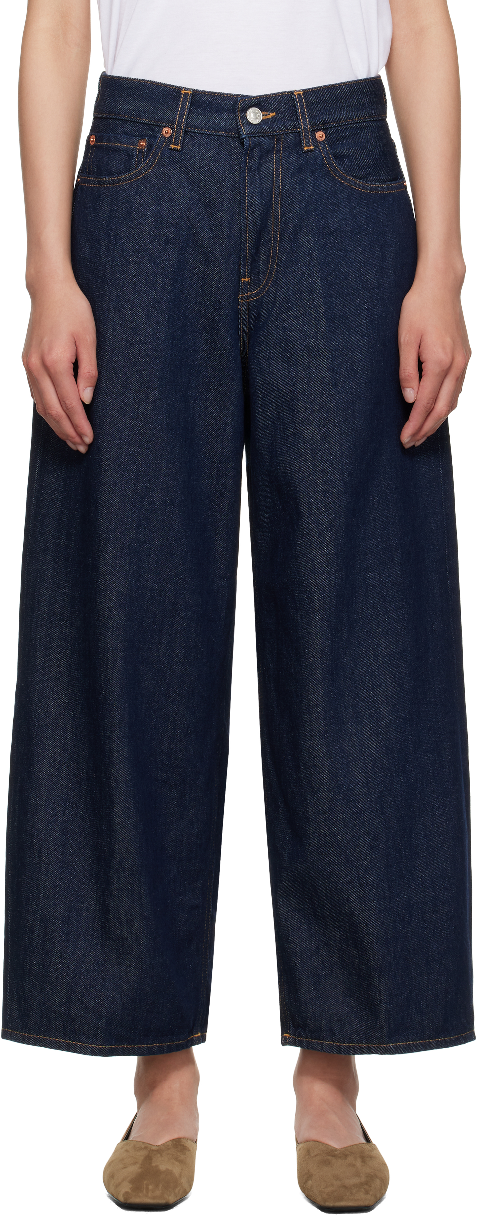Blue Cropped Roomy Jeans