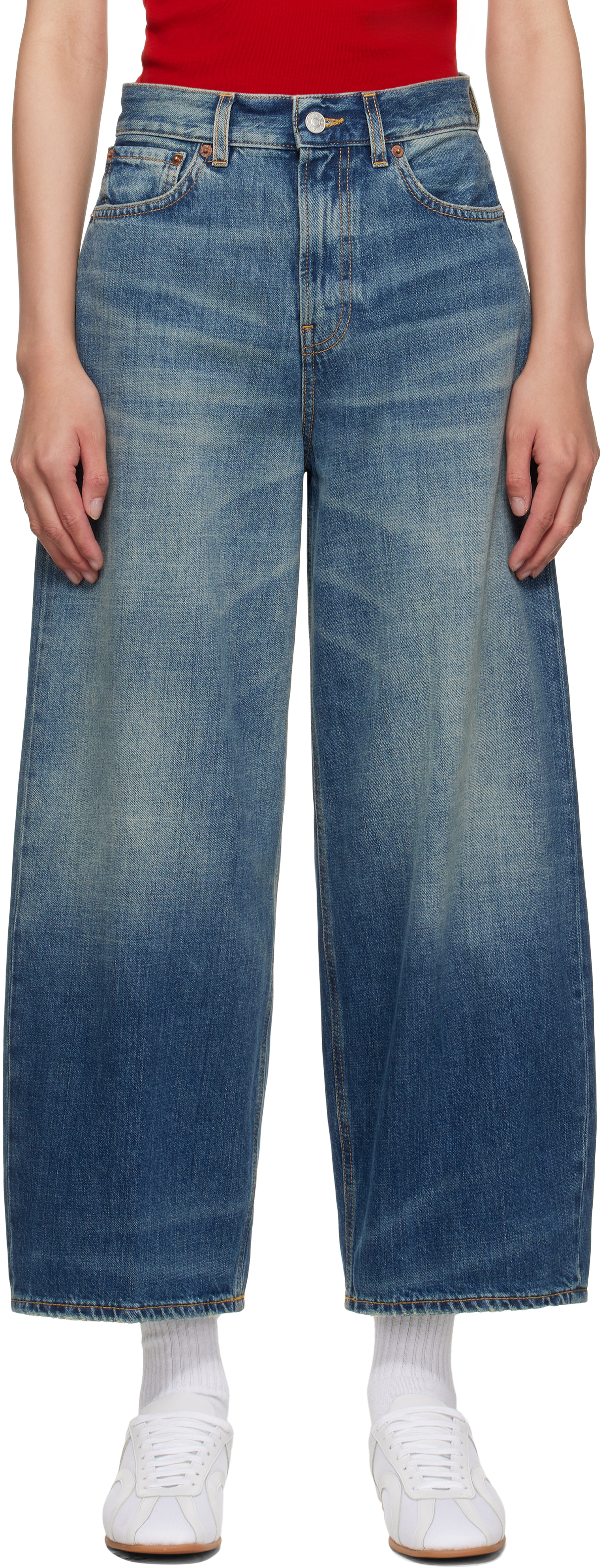 Blue Cropped Roomy Jeans