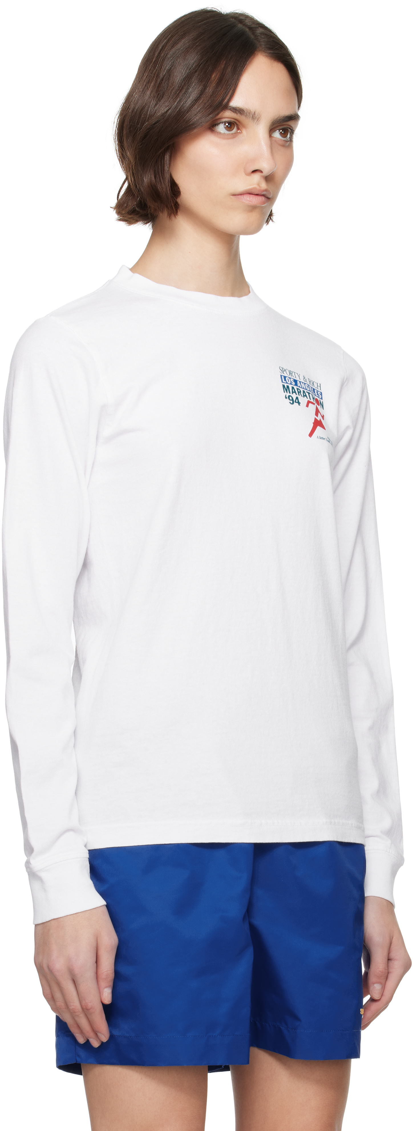 Sporty And Rich White 'la Marathon' Longsleeve T-shirt