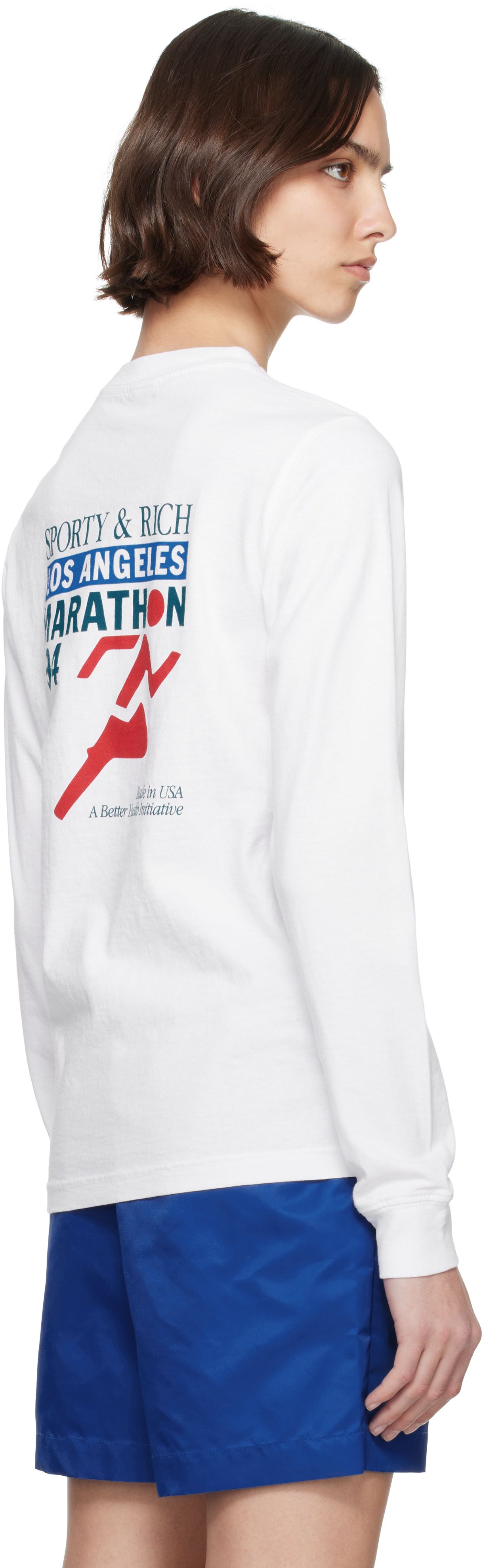 Sporty And Rich White 'la Marathon' Longsleeve T-shirt