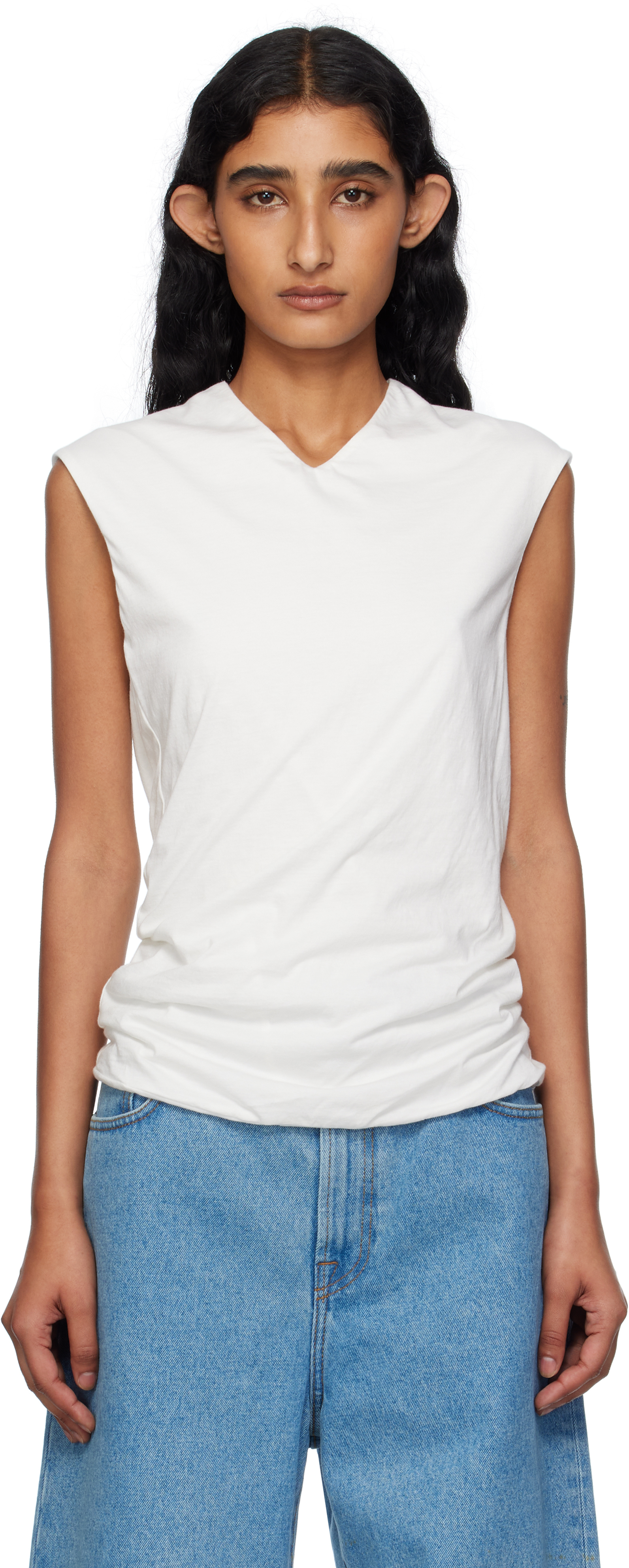 White High V Tank Top by 6397 on Sale