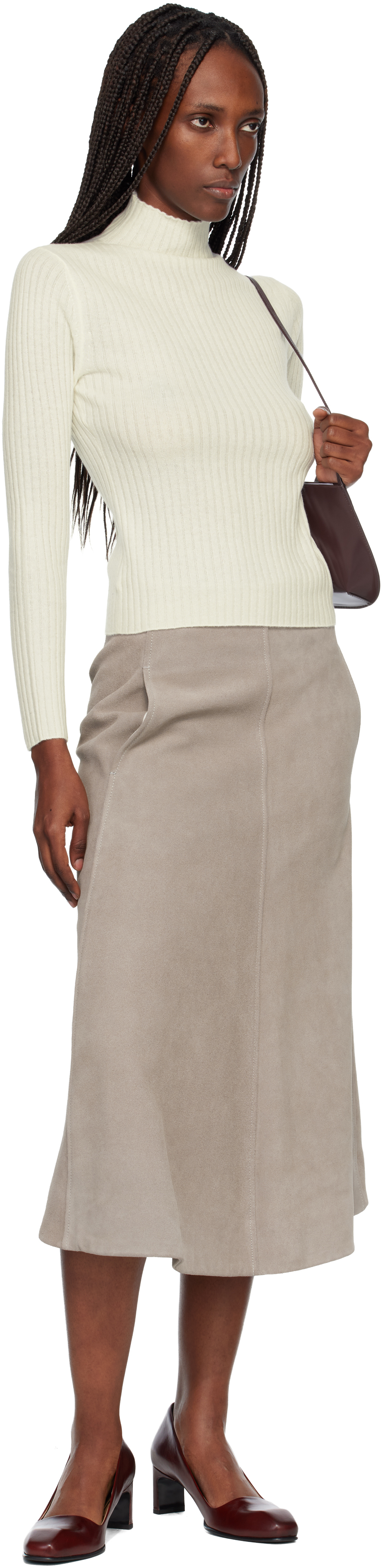 Arch4 Gerippter Ariana Stehkragen-pullover In White