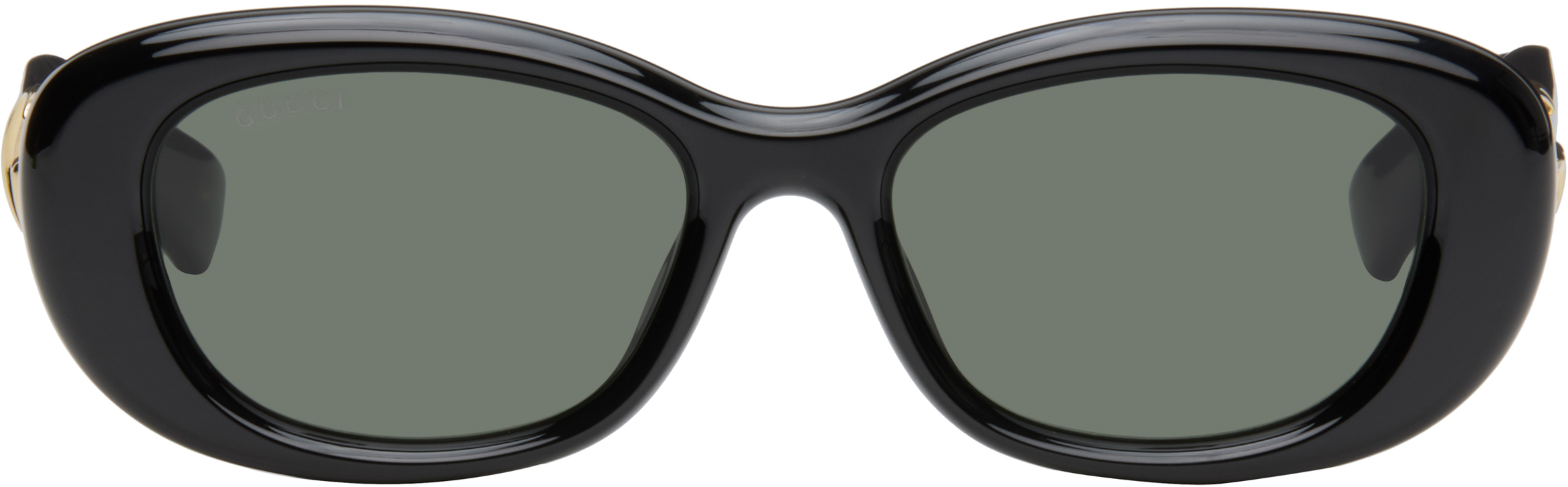 Gucci: Black GG Oval Sunglasses | SSENSE Canada