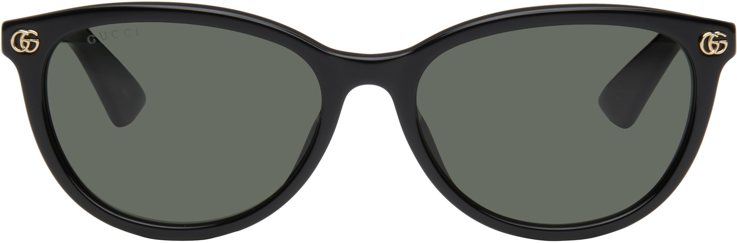 Gucci: Black Light Acetate GG Oval Sunglasses | SSENSE Canada
