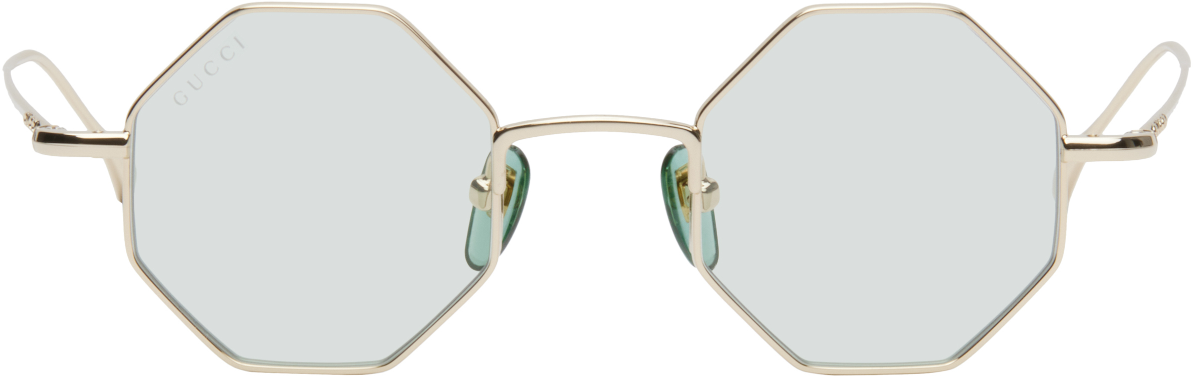 限定値下　Ops. GOUCCIA series Ｋ18YELLOWGOLD Gucci: Gold Octangular Sunglasses | SSENSE