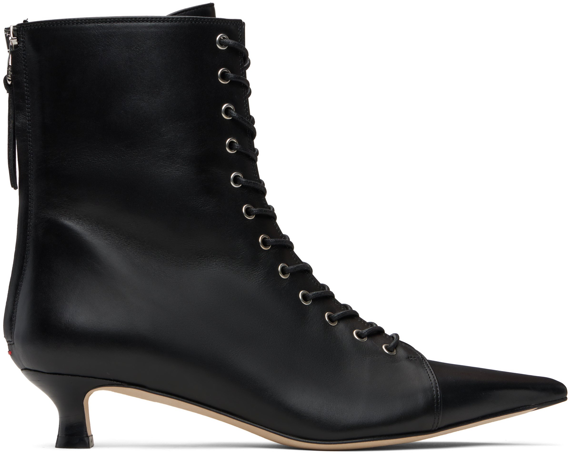 Aeyde Pointed Toe Kitten Heel Ankle Boots In Black